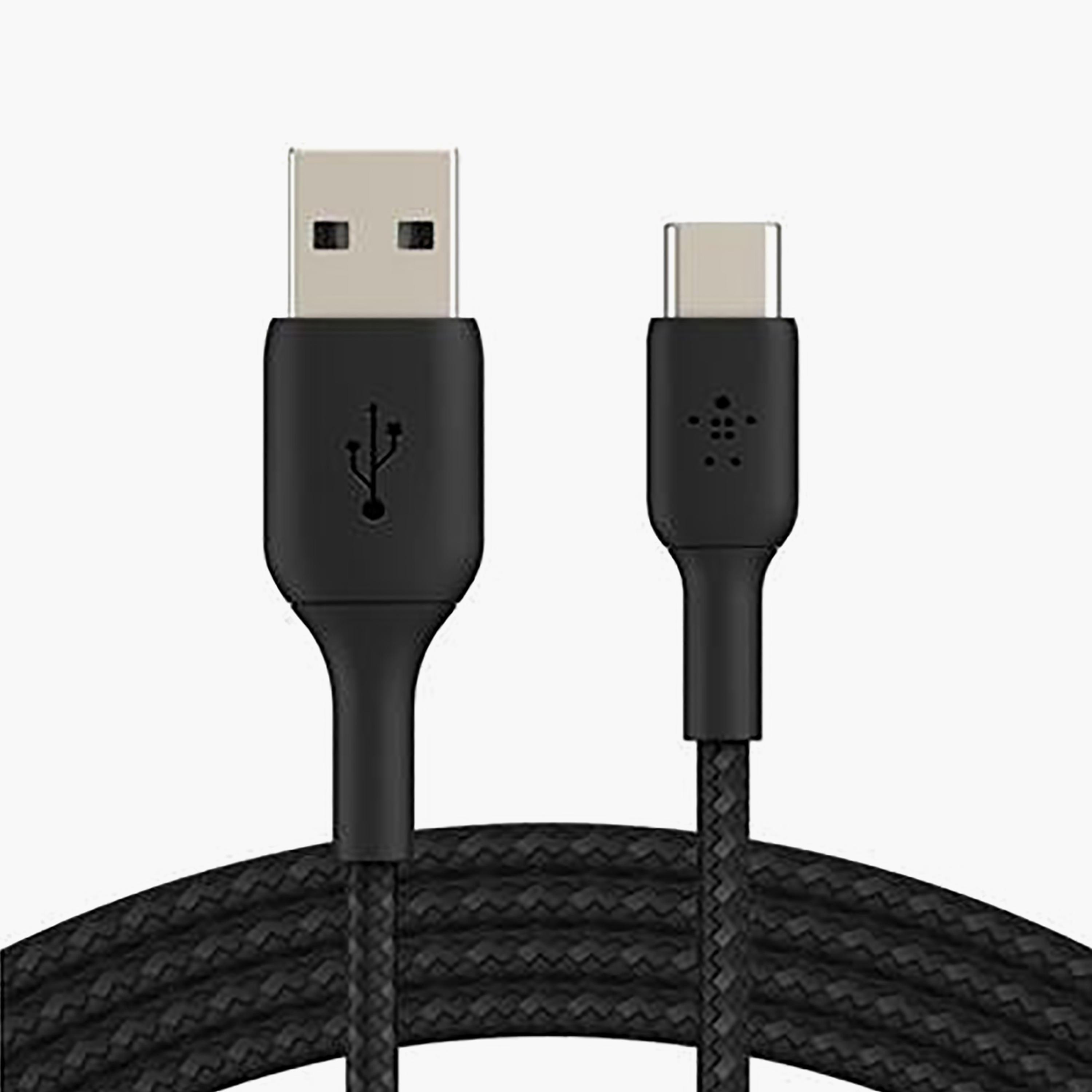 كابل بيلكن مجدول من Type-C إلى Type-A، أسود من بيلكن | BKN-CAB002BT1MBK-electronics-accessories-mobileaccesories-image-1