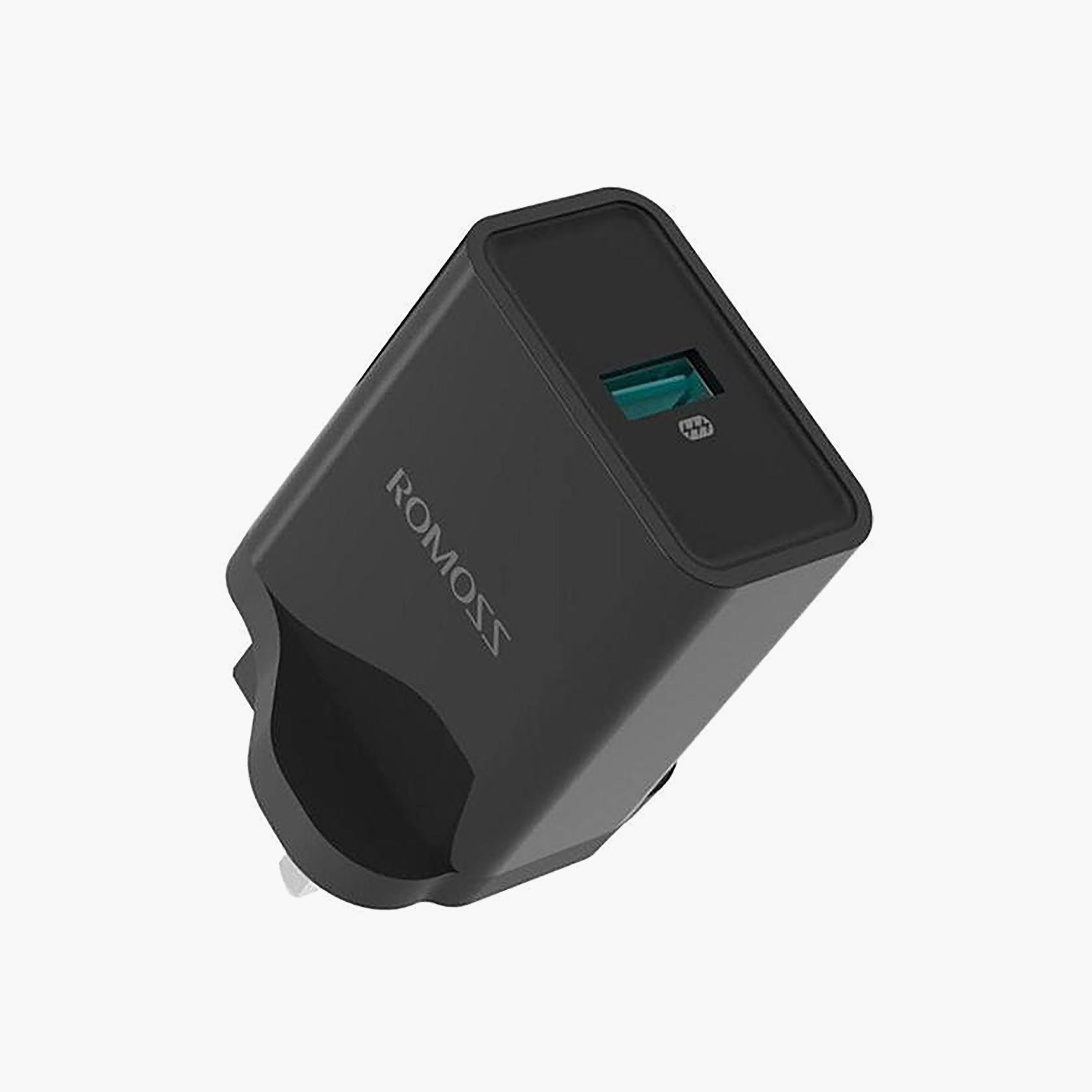 شاحن جداري سريع روموس باور كيوب لايت بقابس للمملكة المتحدة منفذ USB مع تقنية كوالكوم 3.0 للمنزل باللون الأس-electronics-accessories-mobileaccesories-image-1