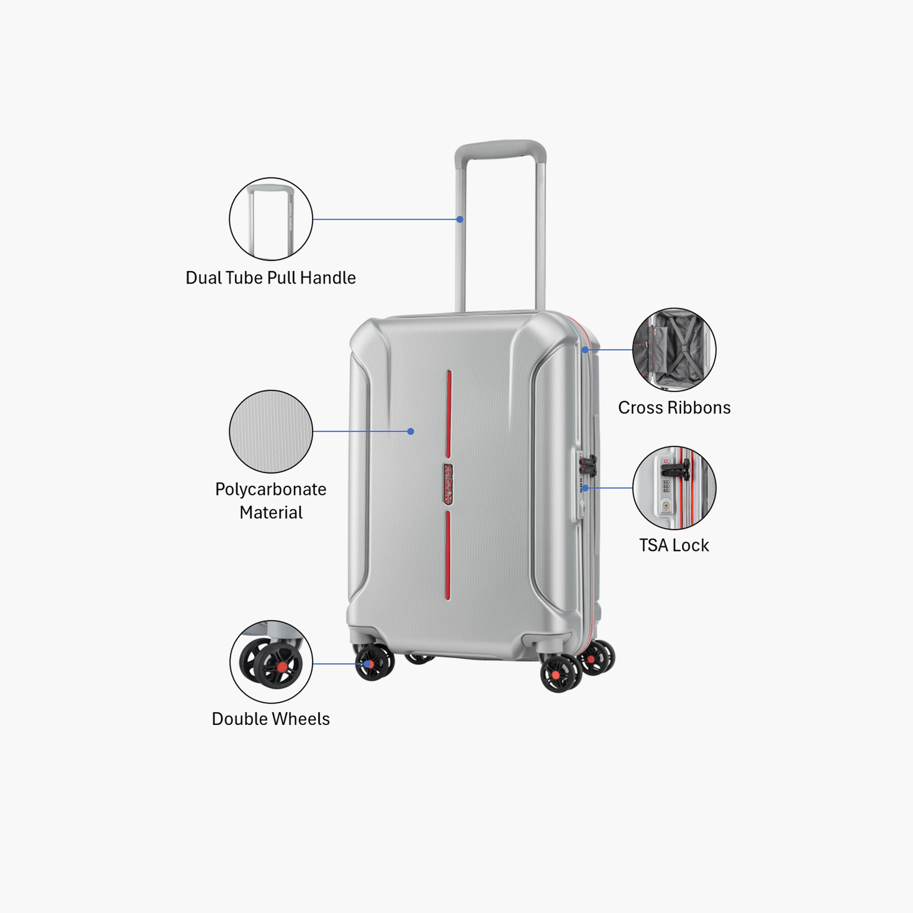 American Tourister Technum 55 CM Small Cabin Polycarbonate with ABS Hard-Sided 4-Wheeler Spinner Trolley Bag with TSA Lock-travel-luggagesandbags-luggage-image-3