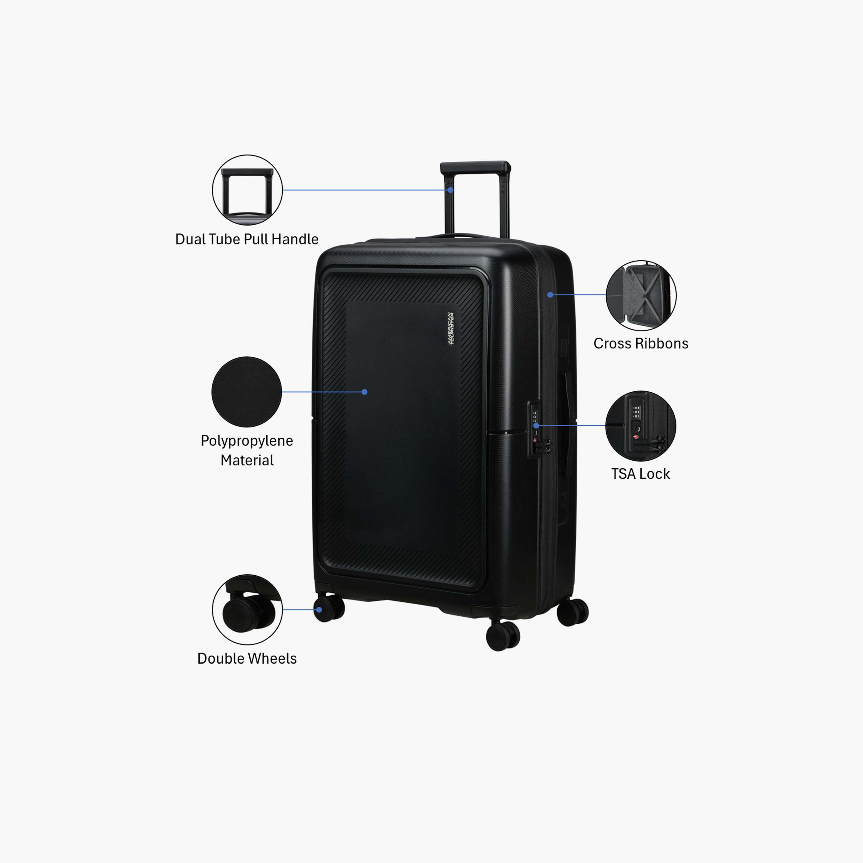 American Tourister Dash Pop 77 CM Large Check-in Polyester Hard-Sided 4-Wheeler Spinner Trolley Bag with TSA Lock-travel-luggagesandbags-luggage-image-3
