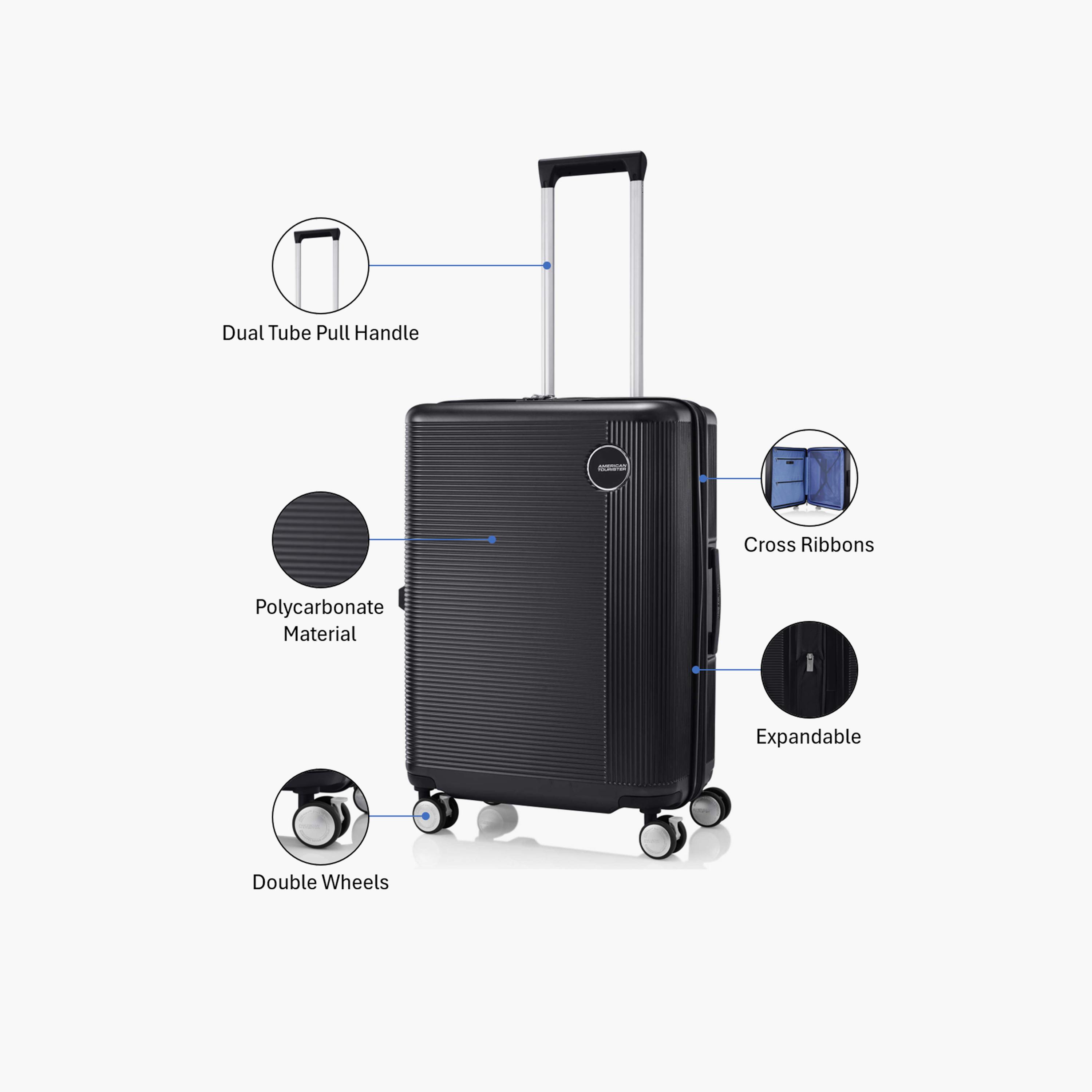 American Tourister Gemina Pro 65 CM Medium Check-in Polycarbonate with ABS Hard-Sided 4-Wheeler Spinner Trolley Bag with TSA Lock-travel-luggagesandbags-luggage-image-3