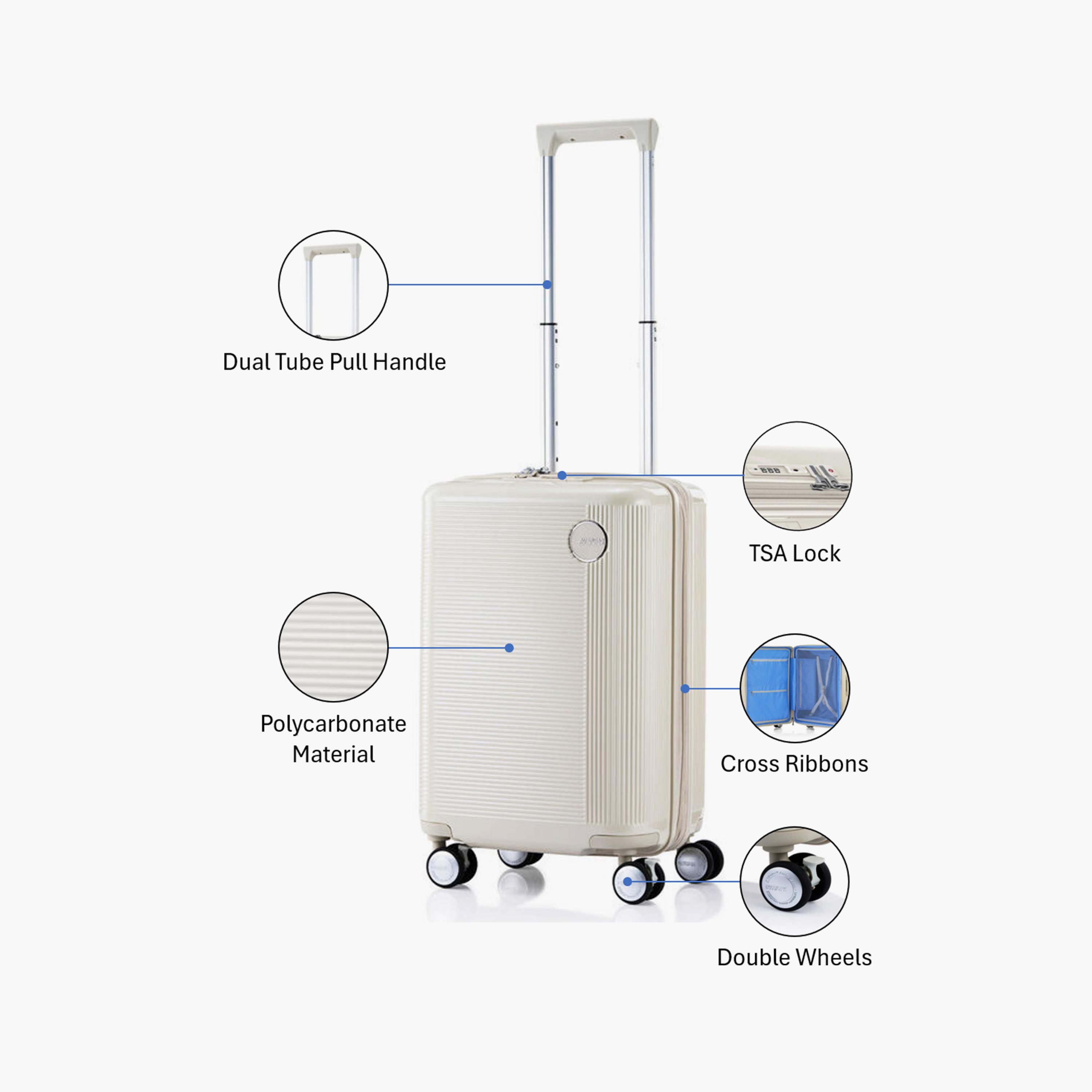 American Tourister Gemina Pro 55 CM Small Cabin Polycarbonate with ABS Hard-Sided 4-Wheeler Spinner Trolley Bag with TSA Lock-travel-luggagesandbags-luggage-image-3