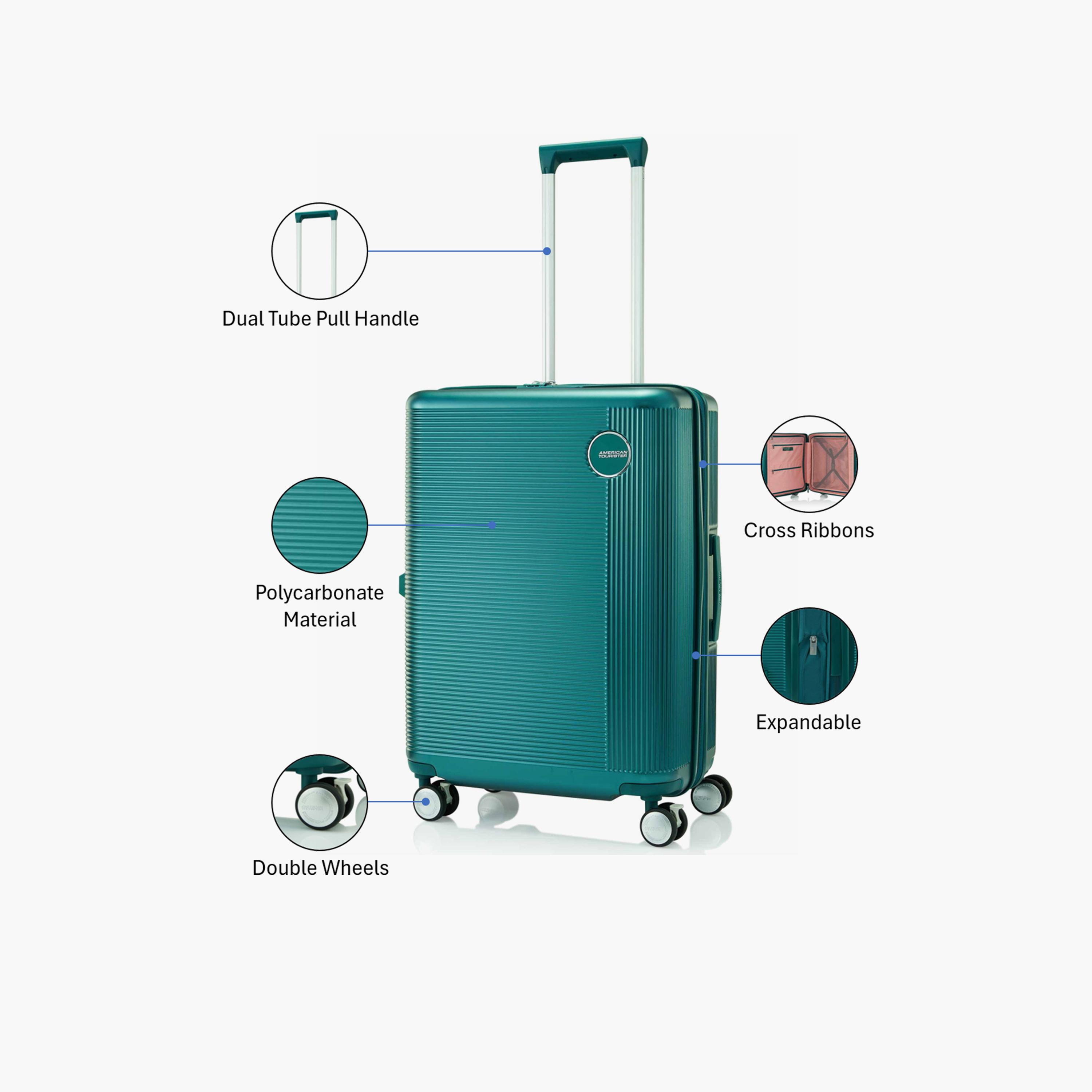 American Tourister Gemina Pro 69 CM Medium Check-in Polycarbonate with ABS Hard-Sided 4-Wheeler Spinner Trolley Bag with TSA Lock-travel-luggagesandbags-luggage-image-3