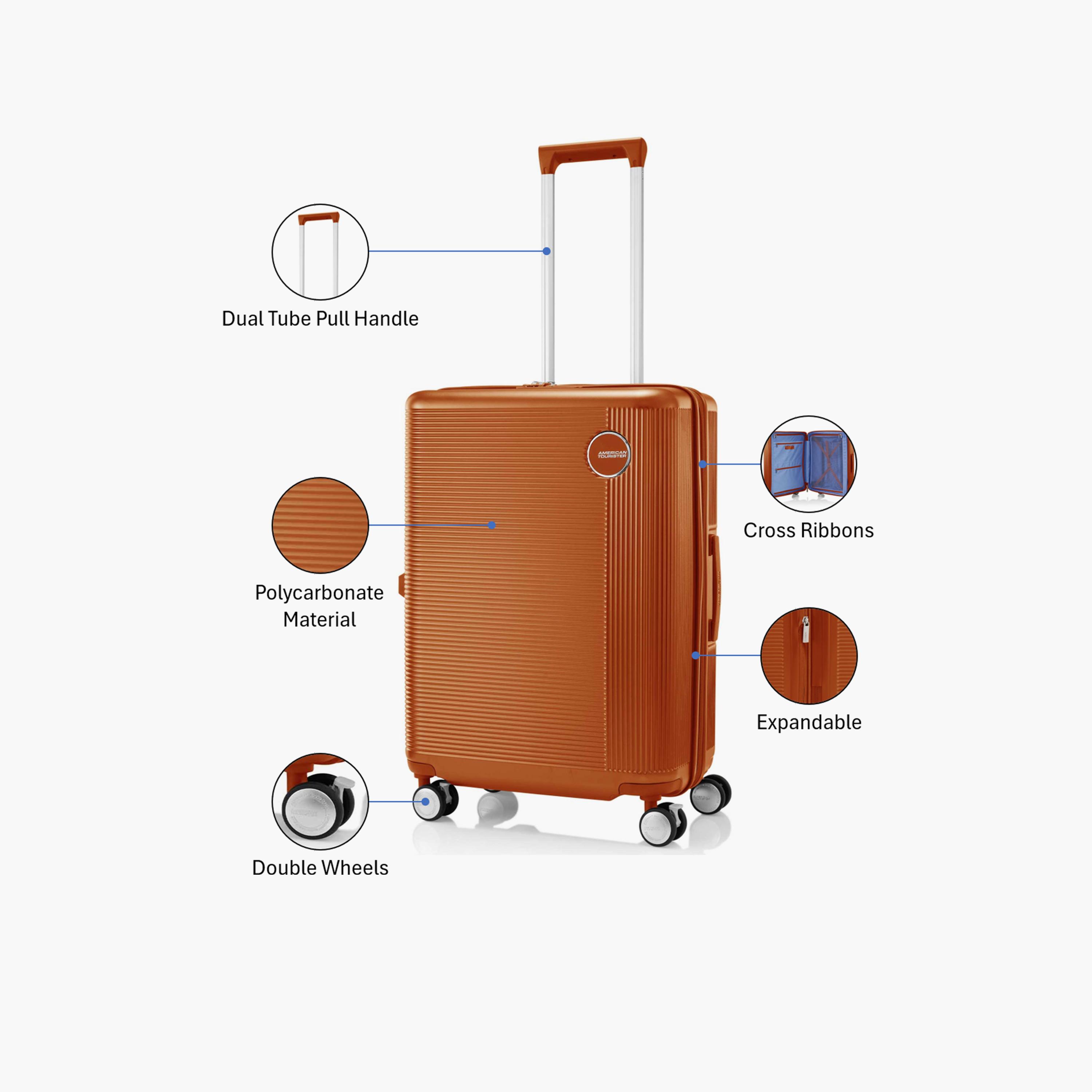 American Tourister Gemina Pro 65 CM Medium Check-in Polycarbonate with ABS Hard-Sided 4-Wheeler Spinner Trolley Bag with TSA Lock-travel-luggagesandbags-luggage-image-3