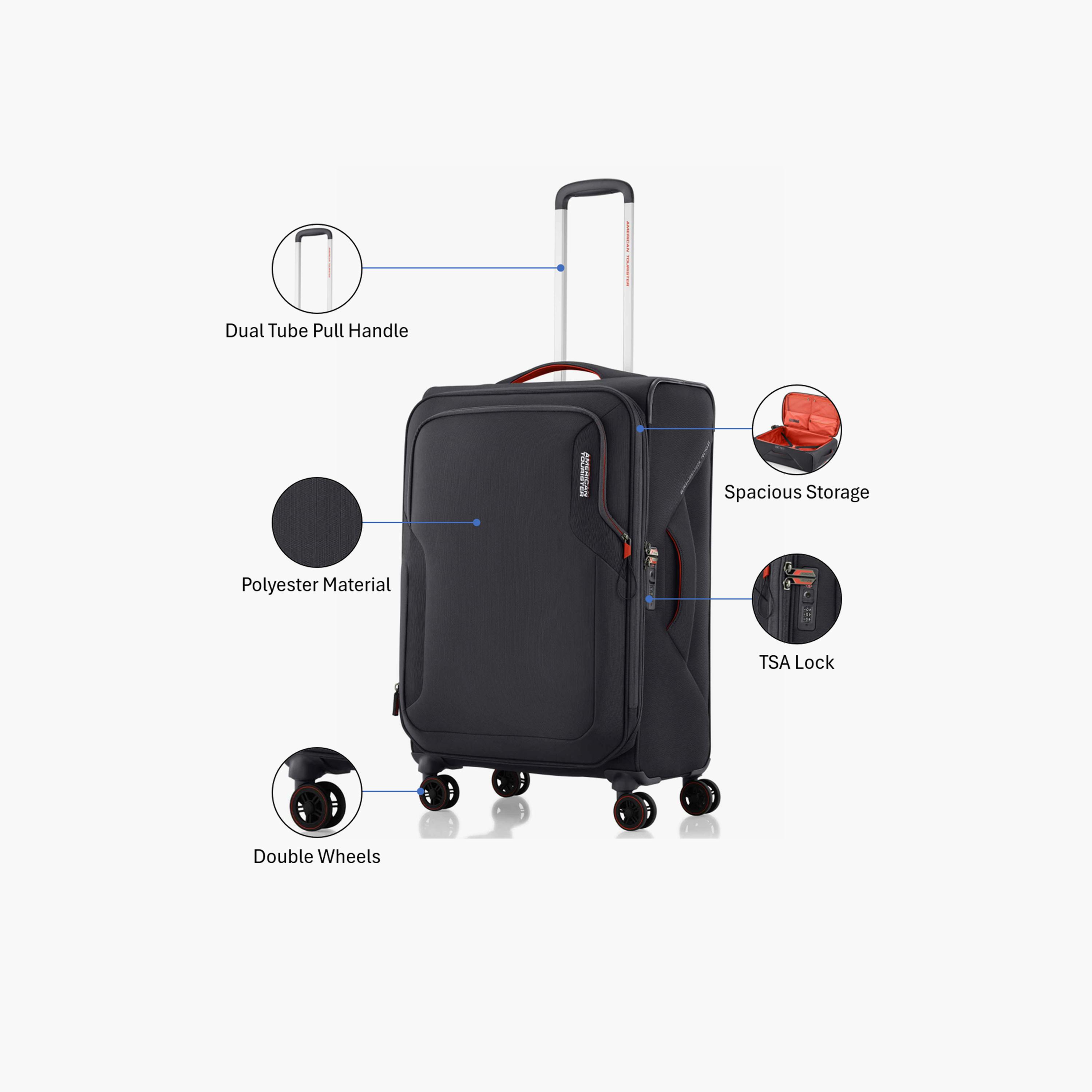 American Tourister Applite 5 82 CM Large Check-in Polyester Soft-Sided 4-Wheeler Spinner Trolley Bag with TSA Lock-travel-luggagesandbags-luggage-image-3