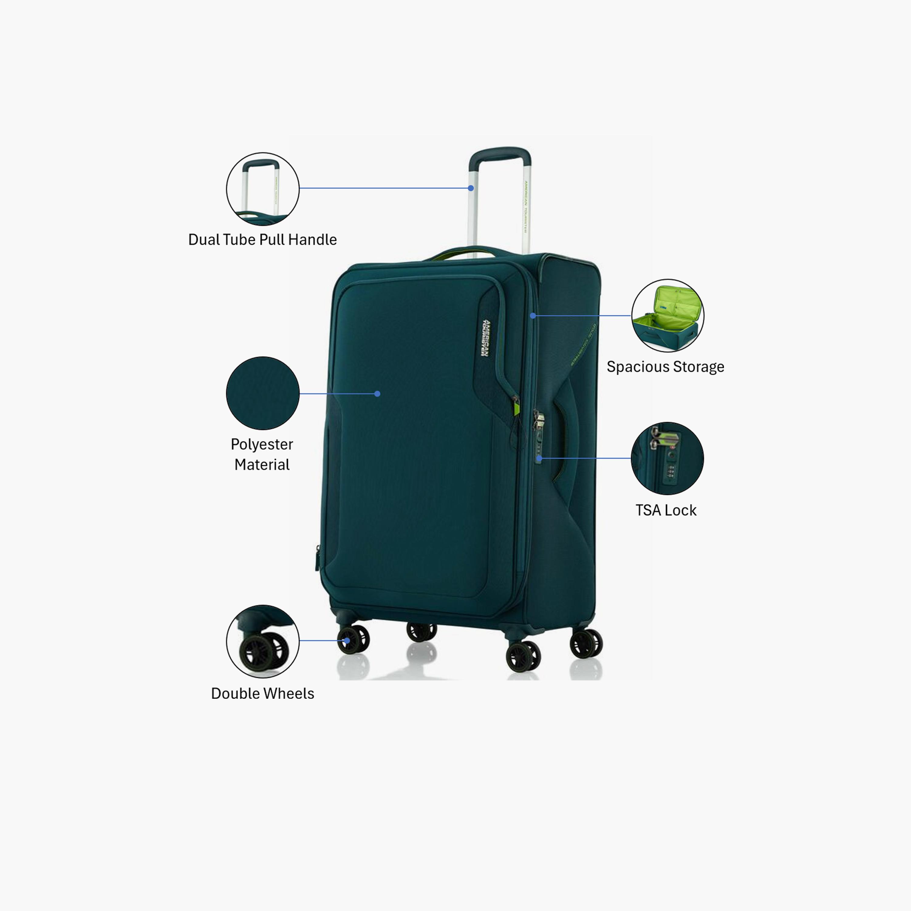 American Tourister Applite 5 82 CM Large Check-in Polyester Soft-Sided 4-Wheeler Spinner Trolley Bag with TSA Lock-travel-luggagesandbags-luggage-image-3