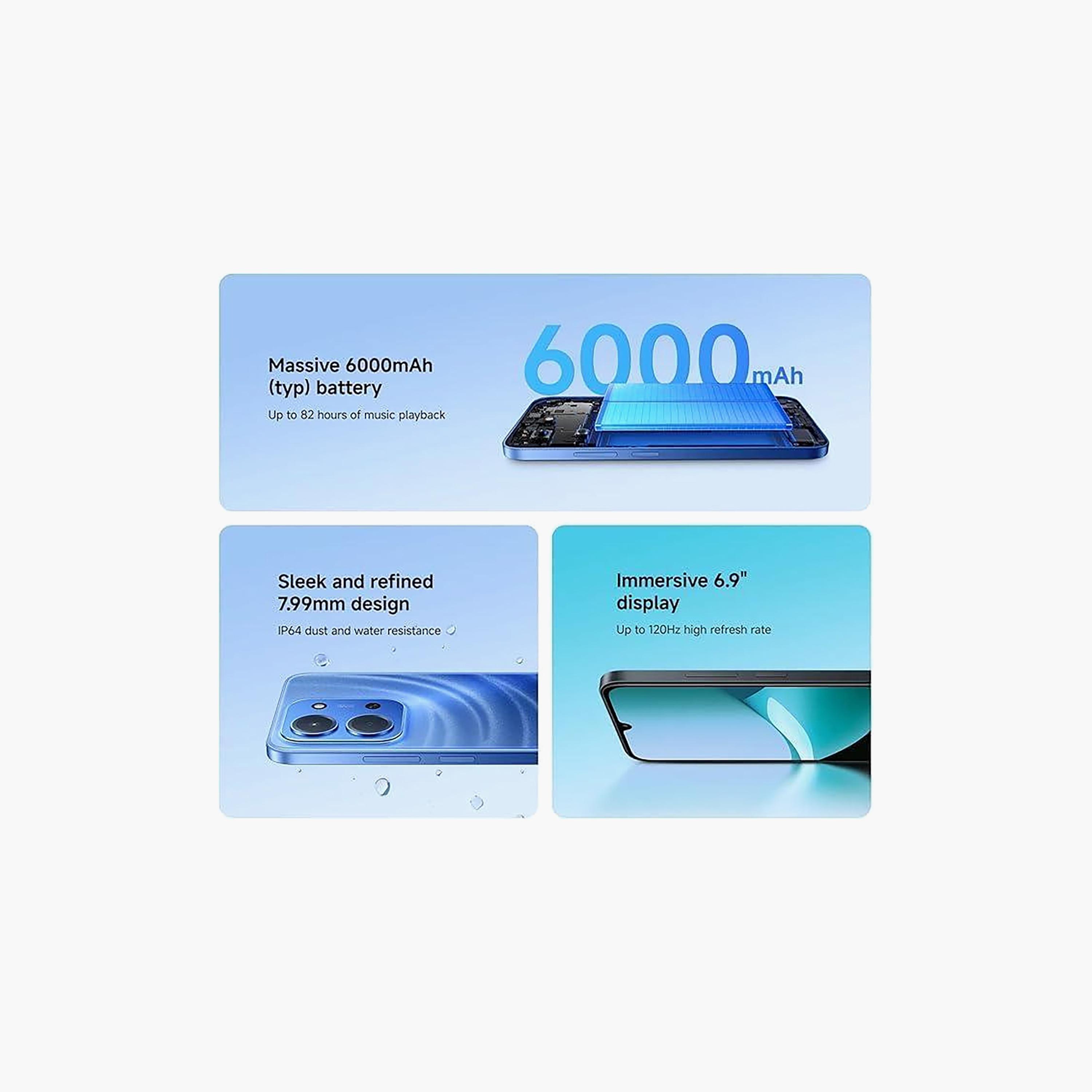 هاتف ذكي شاومي ريدمي 15C باللون الأسود الليلي يدعم شبكات 4G ورام 8 جيجابايت وسعة 256 جيجابايت وشاشة 6.9 بوصة ومعالج ثماني النواة بنظام HyperOS 2-electronics-phones-image-2