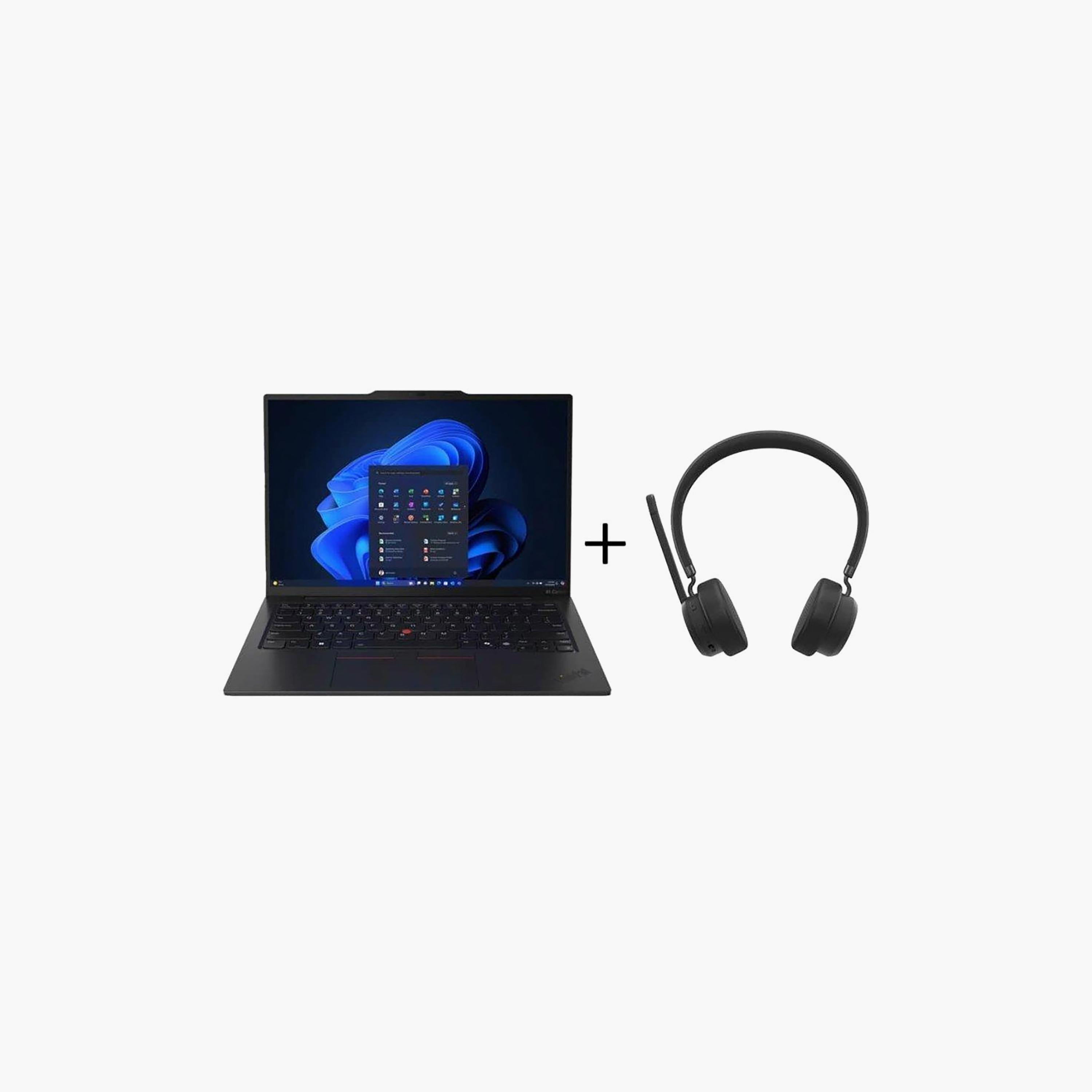 لابتوب لينوفو ثينك باد X1 كاربون (الجيل 13) بمعالج إنتل كور أولترا 7 258V، رام 32 جيجابايت، 1 تيرابايت، شاشة 14 بوصة OLED مع سماعة رأس لإلغاء الضوضاء - أسود | 21NS00XNGR+ANC-electronics-laptops-image-1