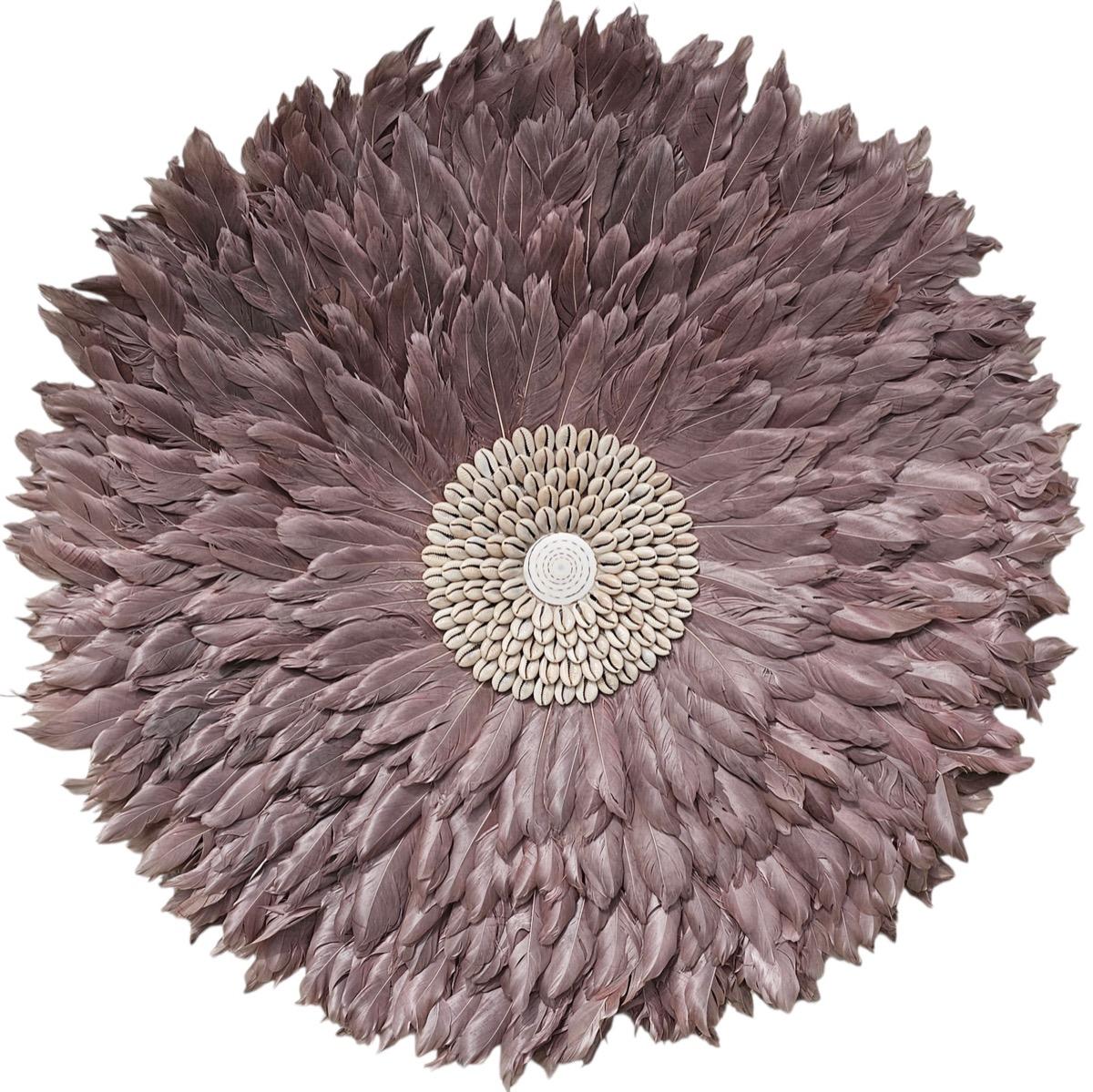 The 8 Senses Living Feather Juju Extra Large Wall Decor with Cowrie Shells - 70 cm
