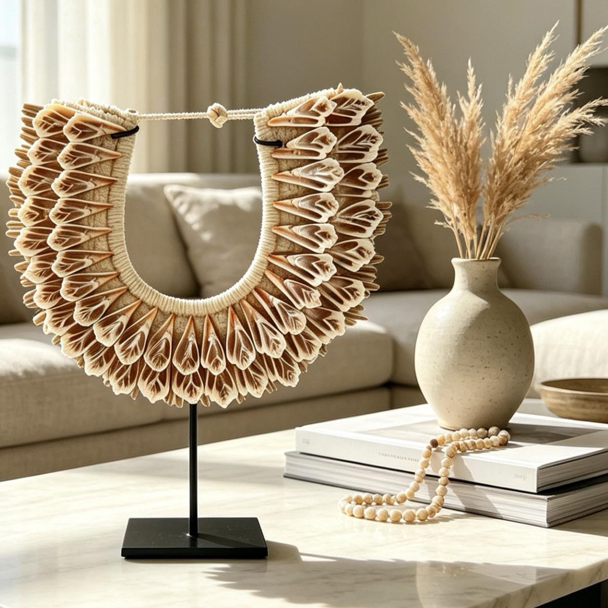 The 8 Senses Living Papuan Necklace Decor on Stand