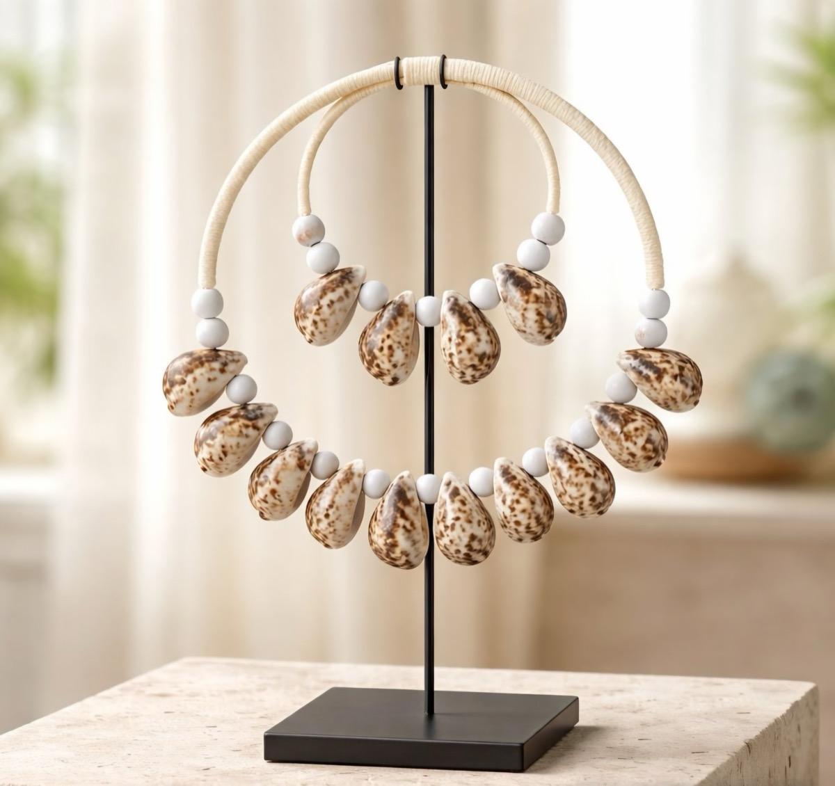 The 8 Senses Living Tiger Seashells Decor on Stand
