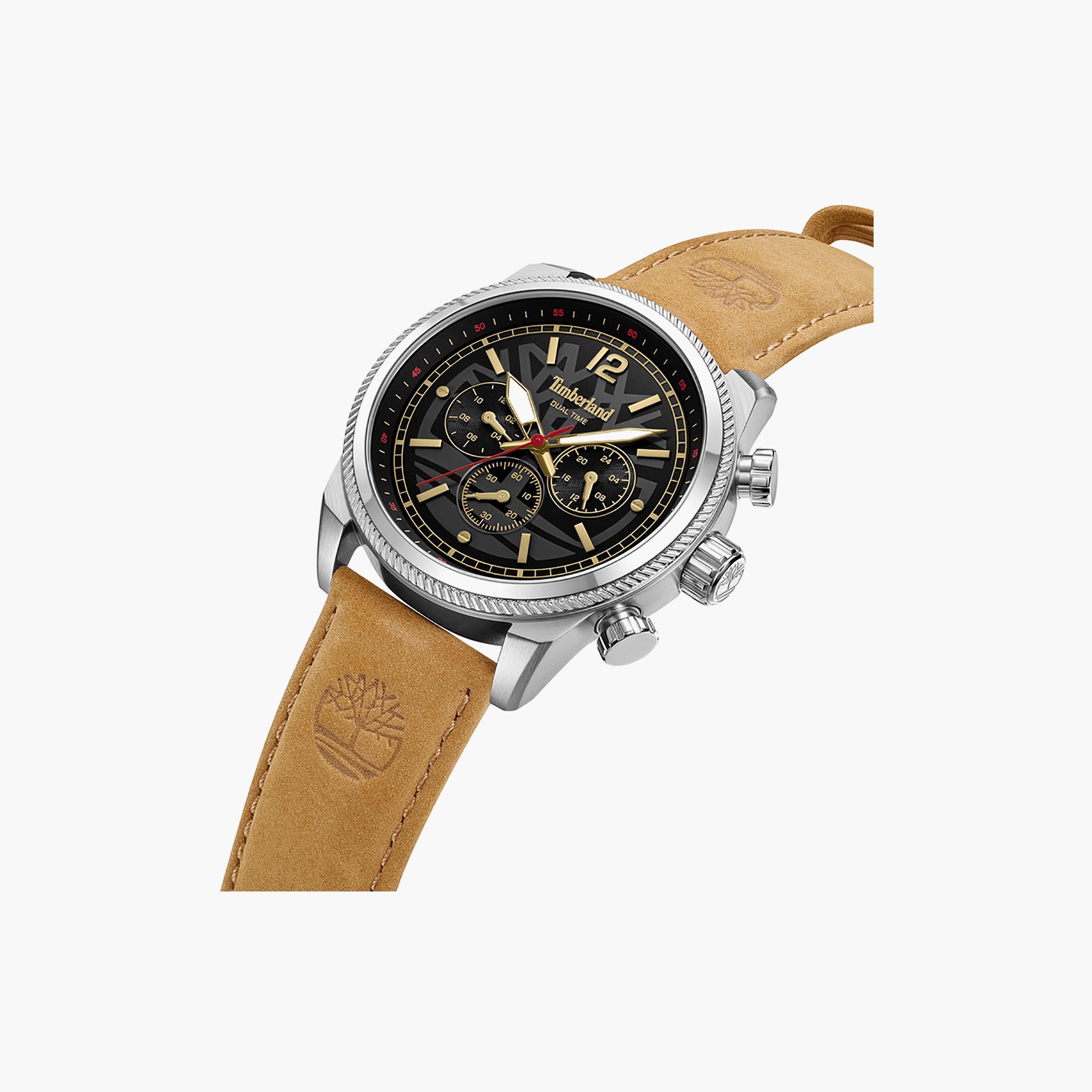 ساعة هينيكر II كرونوغراف للرجال، مينا أسود وسوار جلدي، مقاس 46 مم-men-watchesandjewellery-watches-image-2