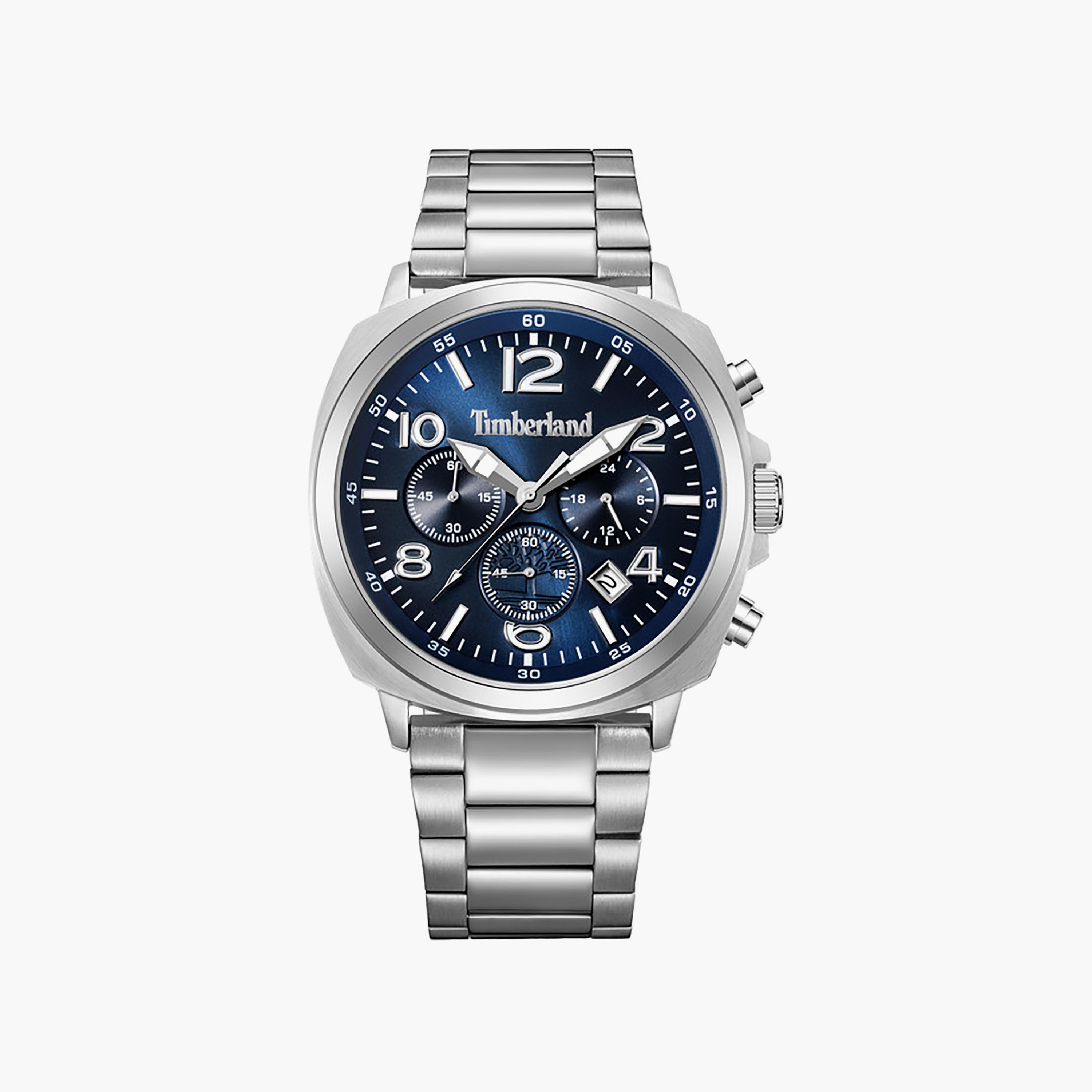 Dennys Bay Blue Dial Stainless Steel Bracelet Chronograph Watch for Men 44mm-men-watchesandjewellery-watches-image-1