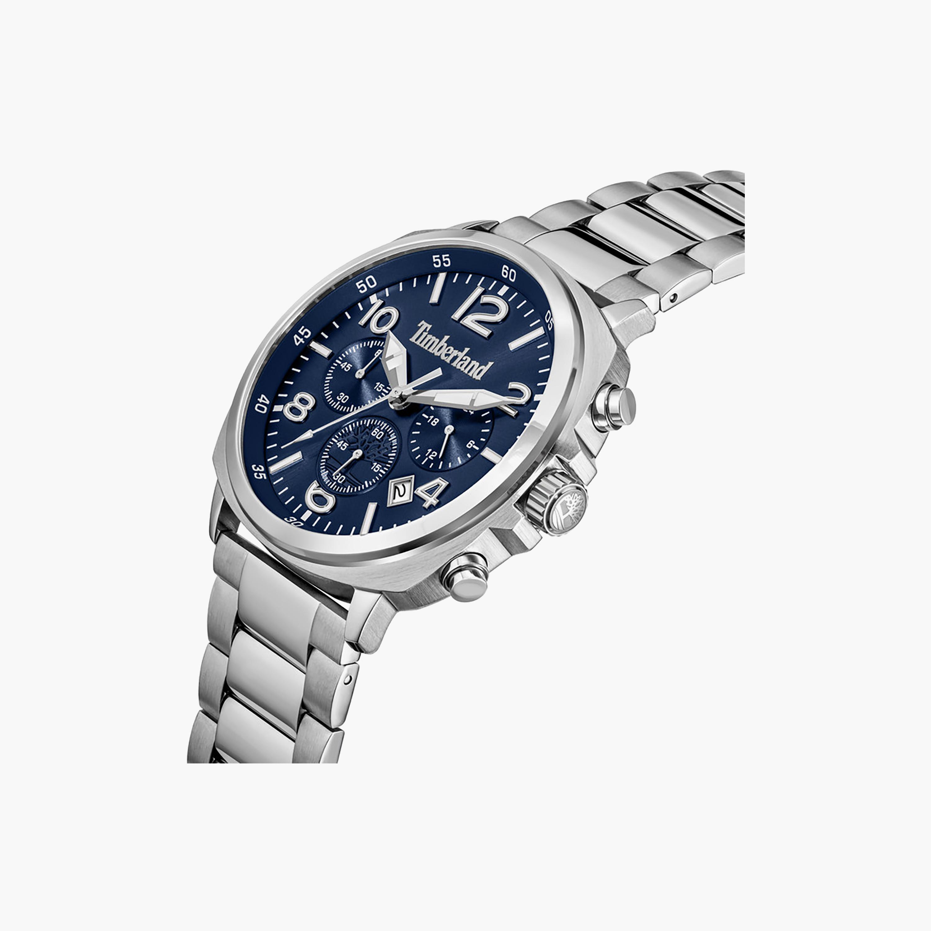 Dennys Bay Blue Dial Stainless Steel Bracelet Chronograph Watch for Men 44mm-men-watchesandjewellery-watches-image-2