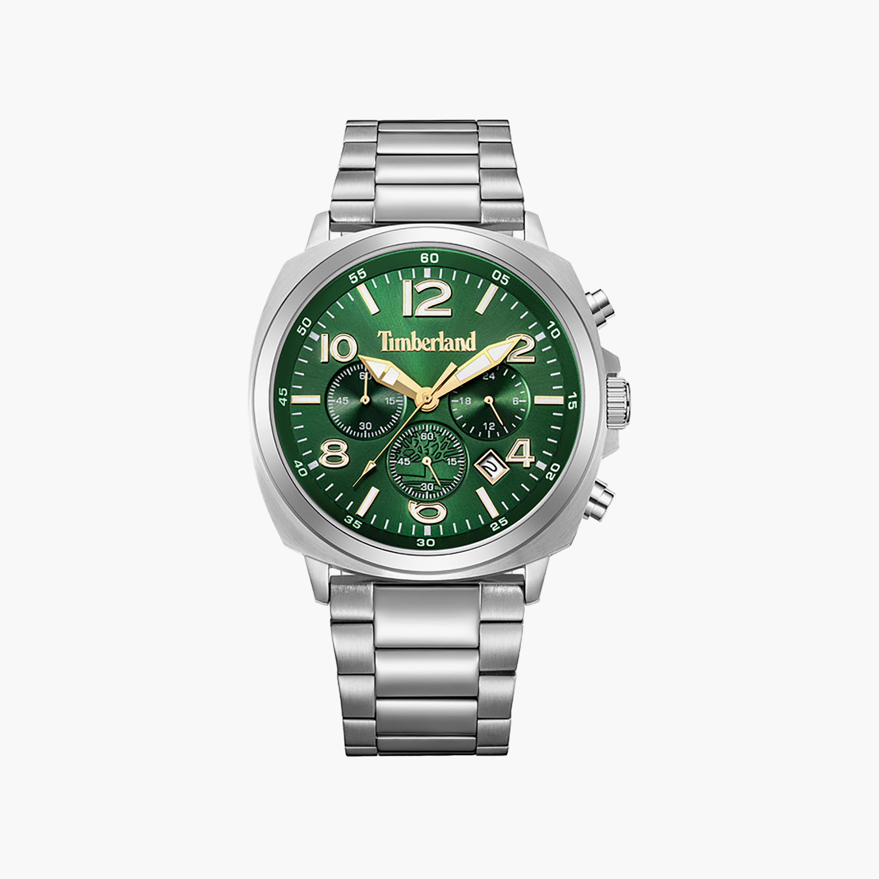 Dennys Bay Green Dial Stainless Steel Bracelet Chronograph Watch for Men 44mm-men-watchesandjewellery-watches-image-1