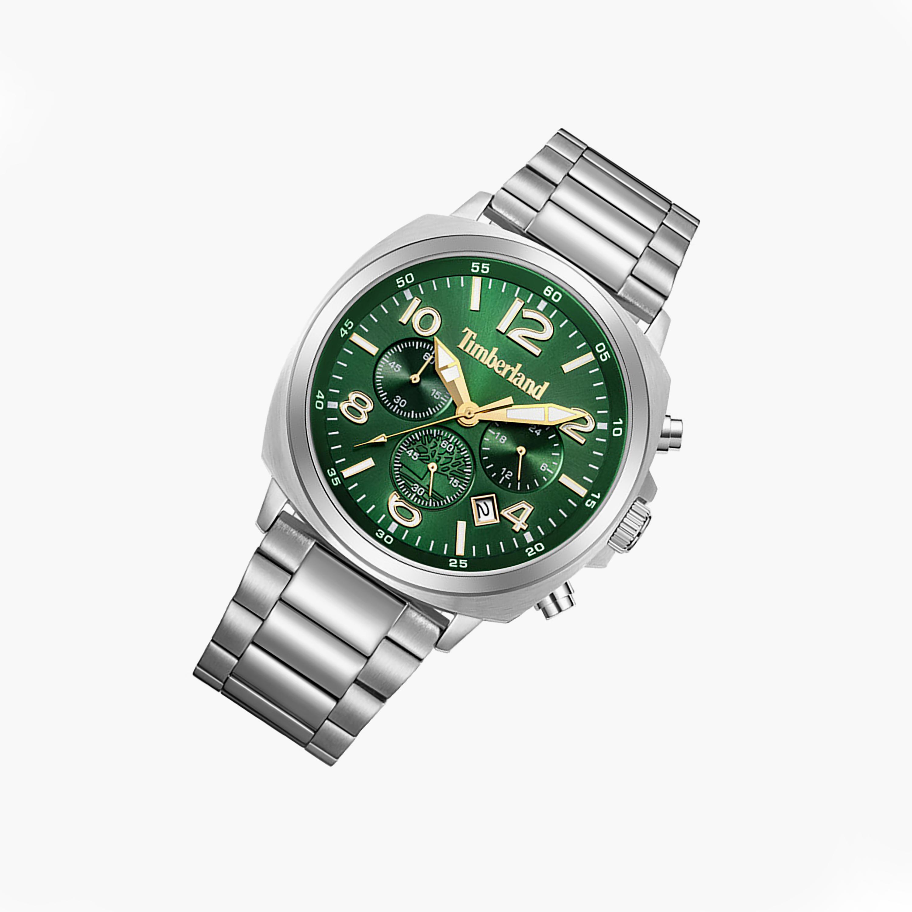 Dennys Bay Green Dial Stainless Steel Bracelet Chronograph Watch for Men 44mm-men-watchesandjewellery-watches-image-3