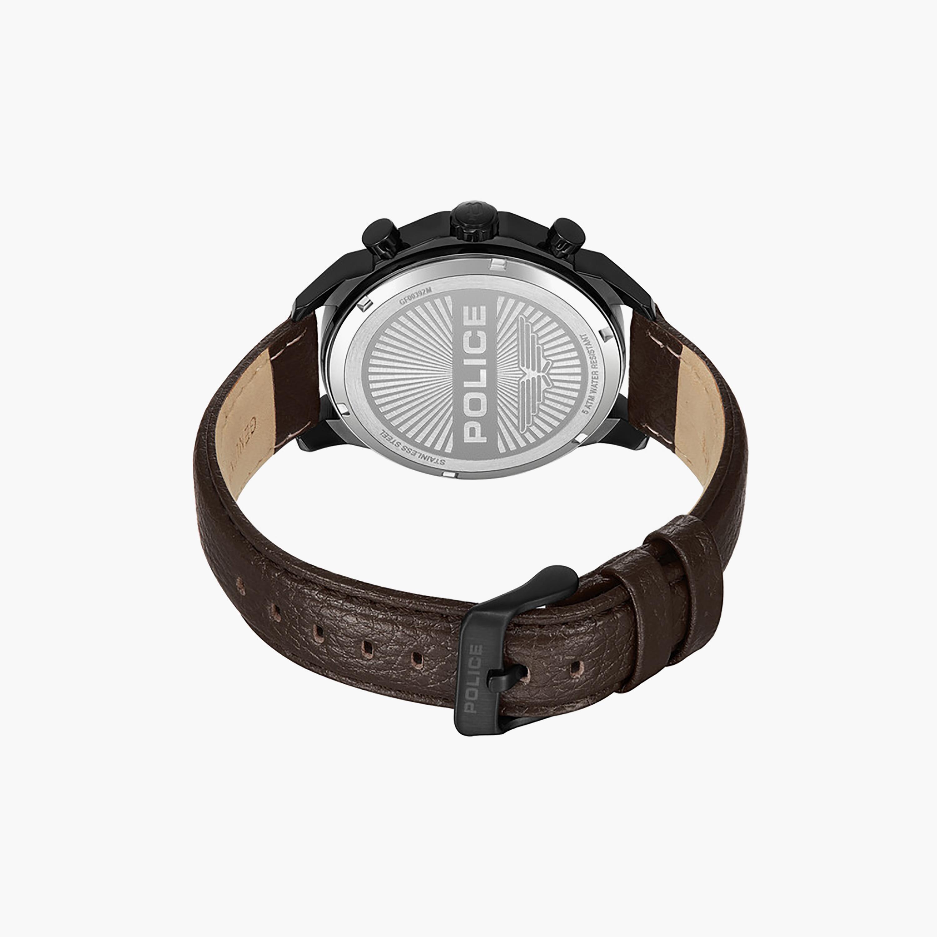 Reactor Cool Grey Dial Leather Strap Chronograph Watch for Men 44mm-men-watchesandjewellery-watches-image-3