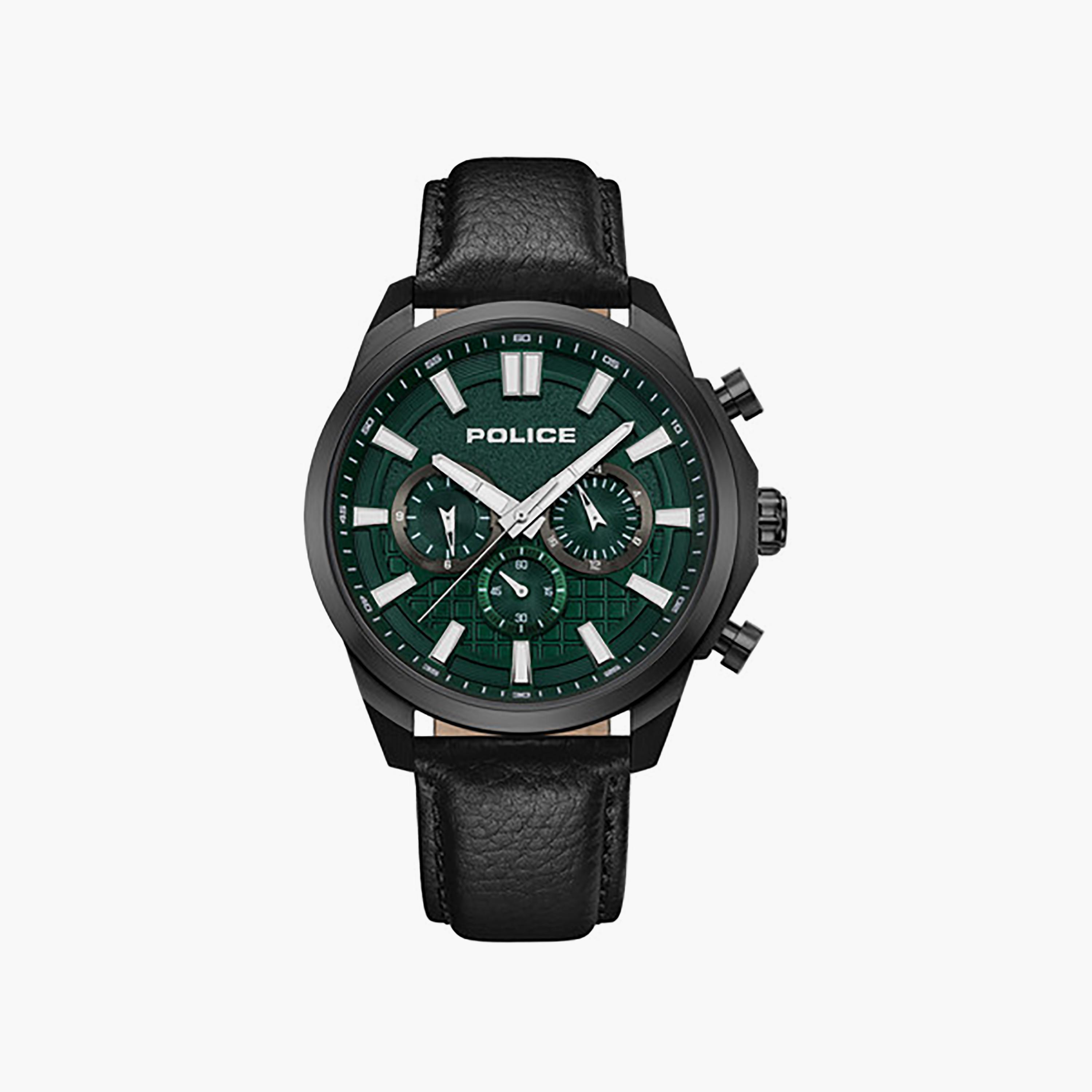 Rangy Green Dial Leather Strap Chronograph Watch for Men 44mm-men-watchesandjewellery-watches-image-1