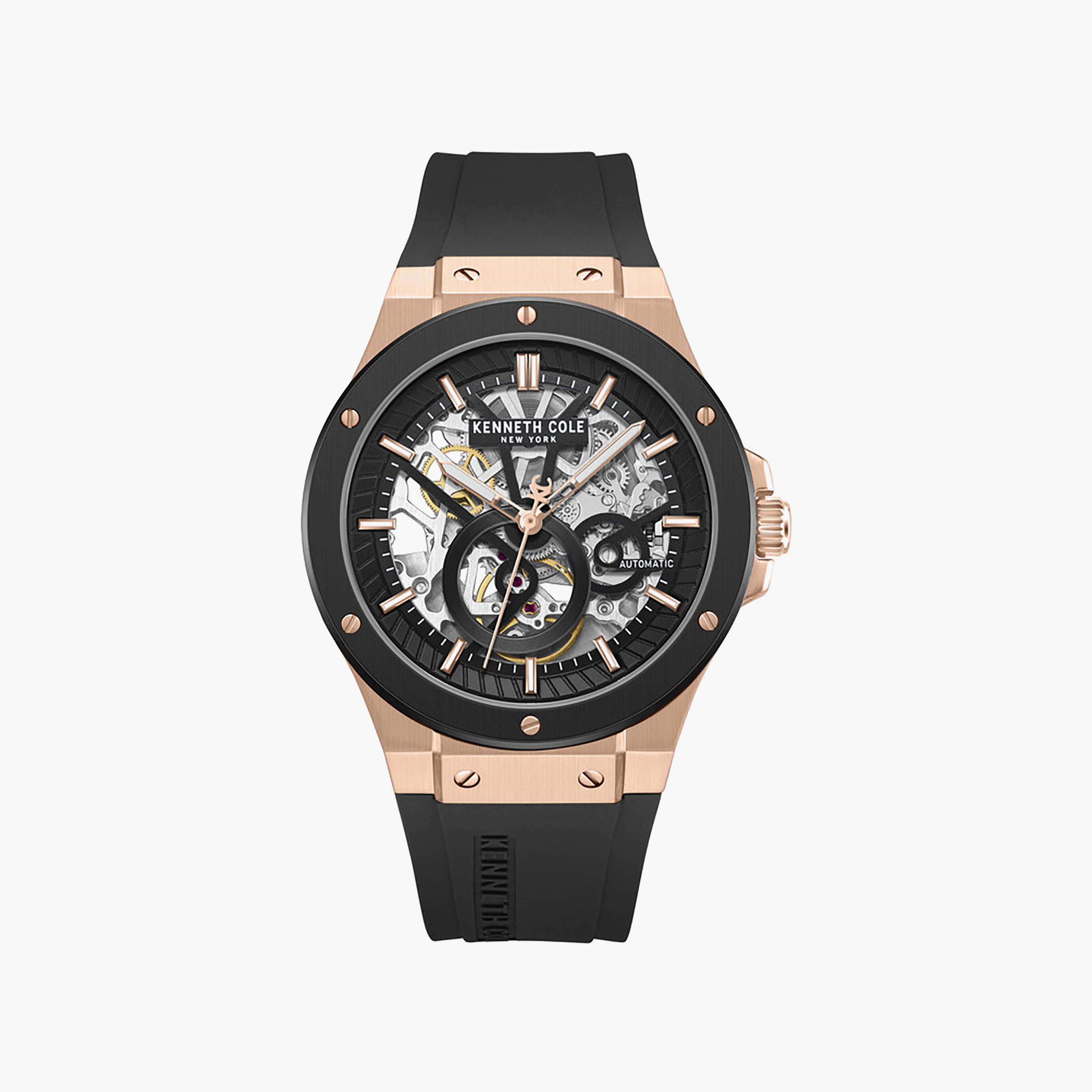 Black Dial Silicone Strap Multifunction Watch for Men 43mm-men-watchesandjewellery-watches-image-1