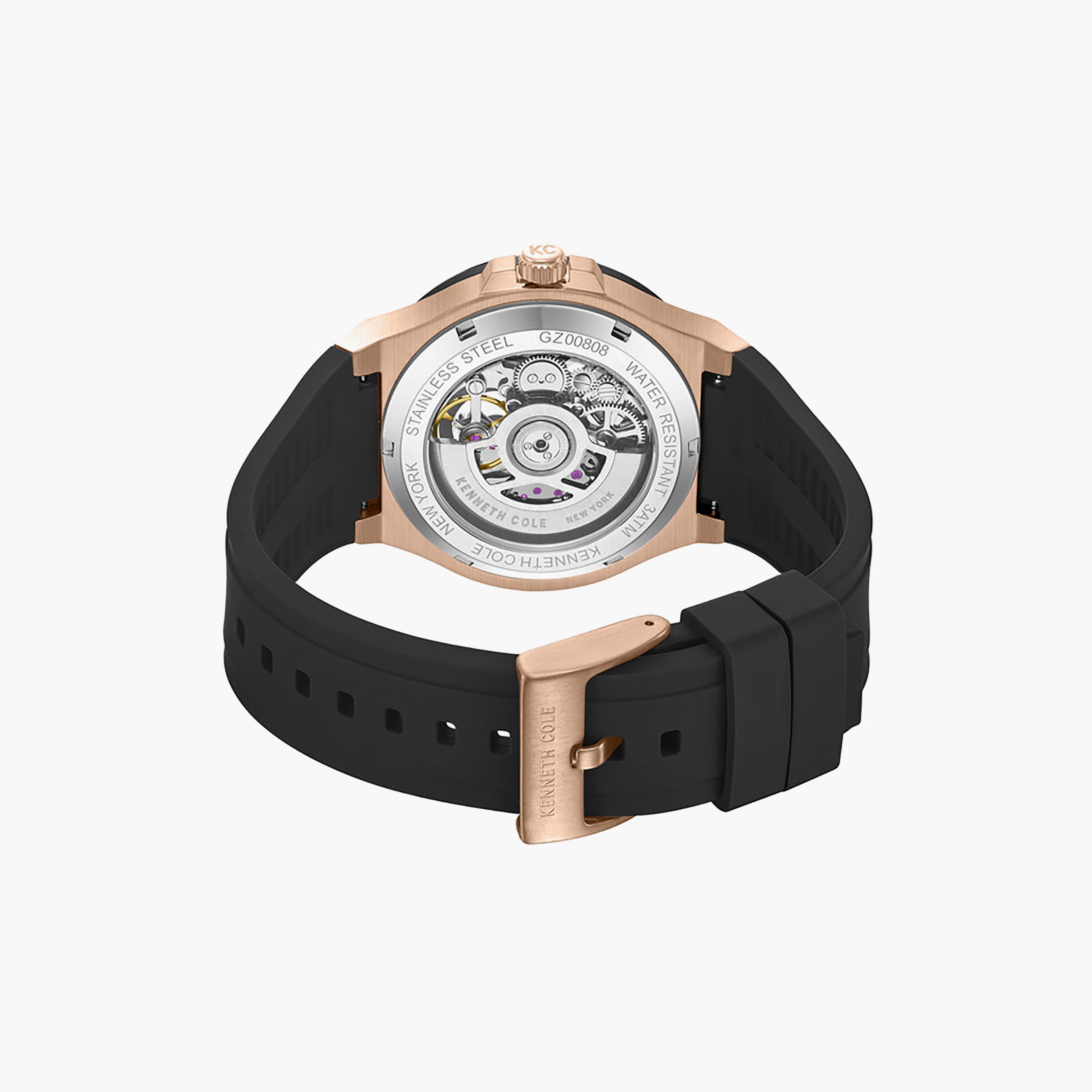 Black Dial Silicone Strap Multifunction Watch for Men 43mm-men-watchesandjewellery-watches-image-2