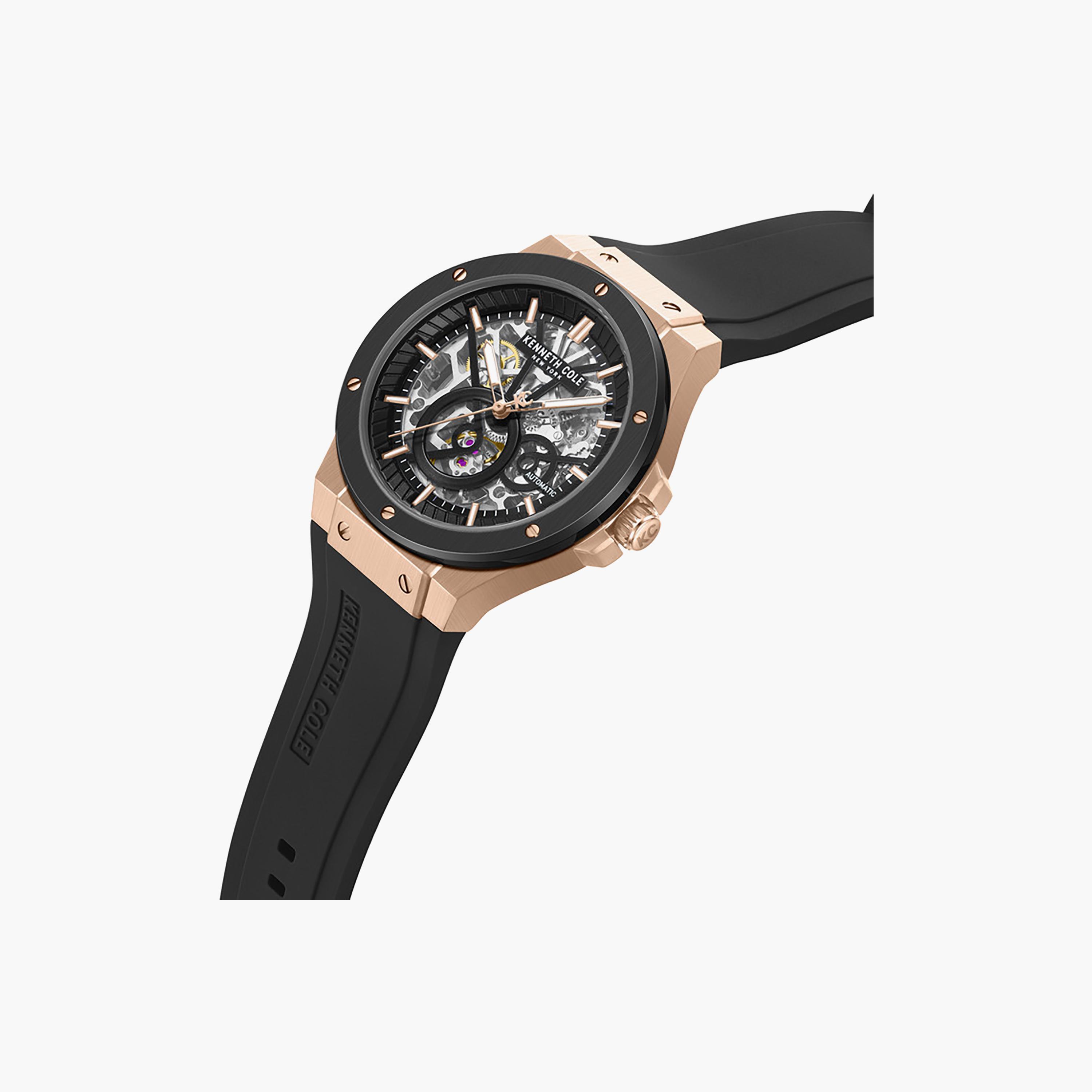 Black Dial Silicone Strap Multifunction Watch for Men 43mm-men-watchesandjewellery-watches-image-3