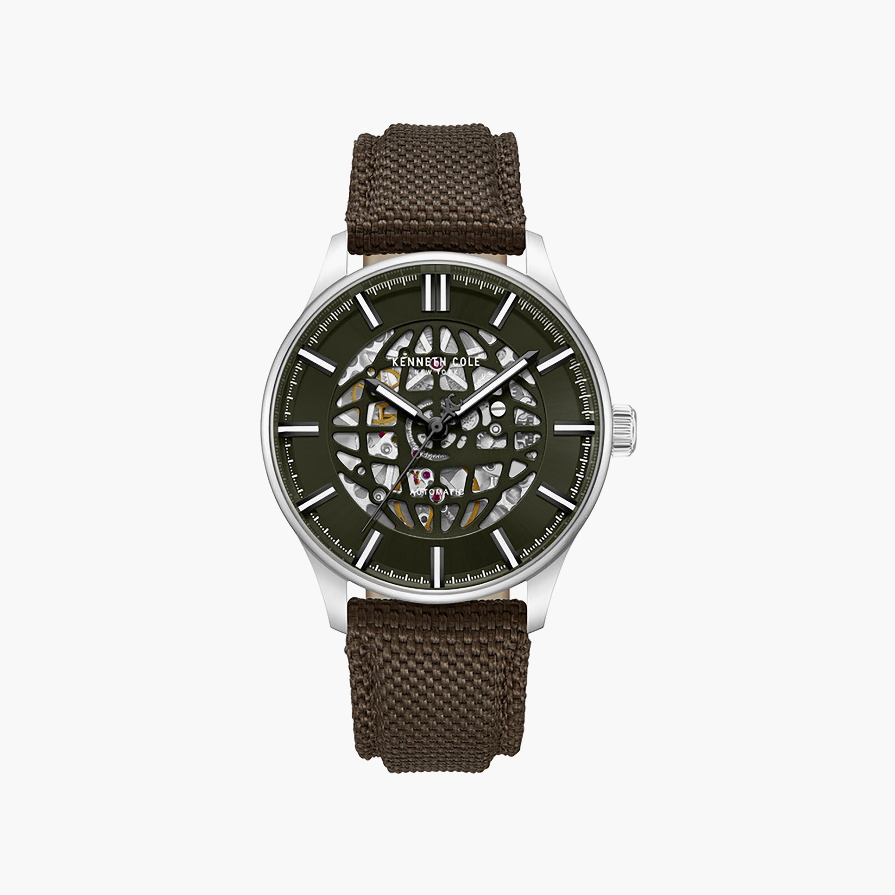 ساعة متعددة الوظائف للرجال، بمينا أخضر وسوار جلدي، مقاس 43.5 ملم-men-watchesandjewellery-watches-image-1
