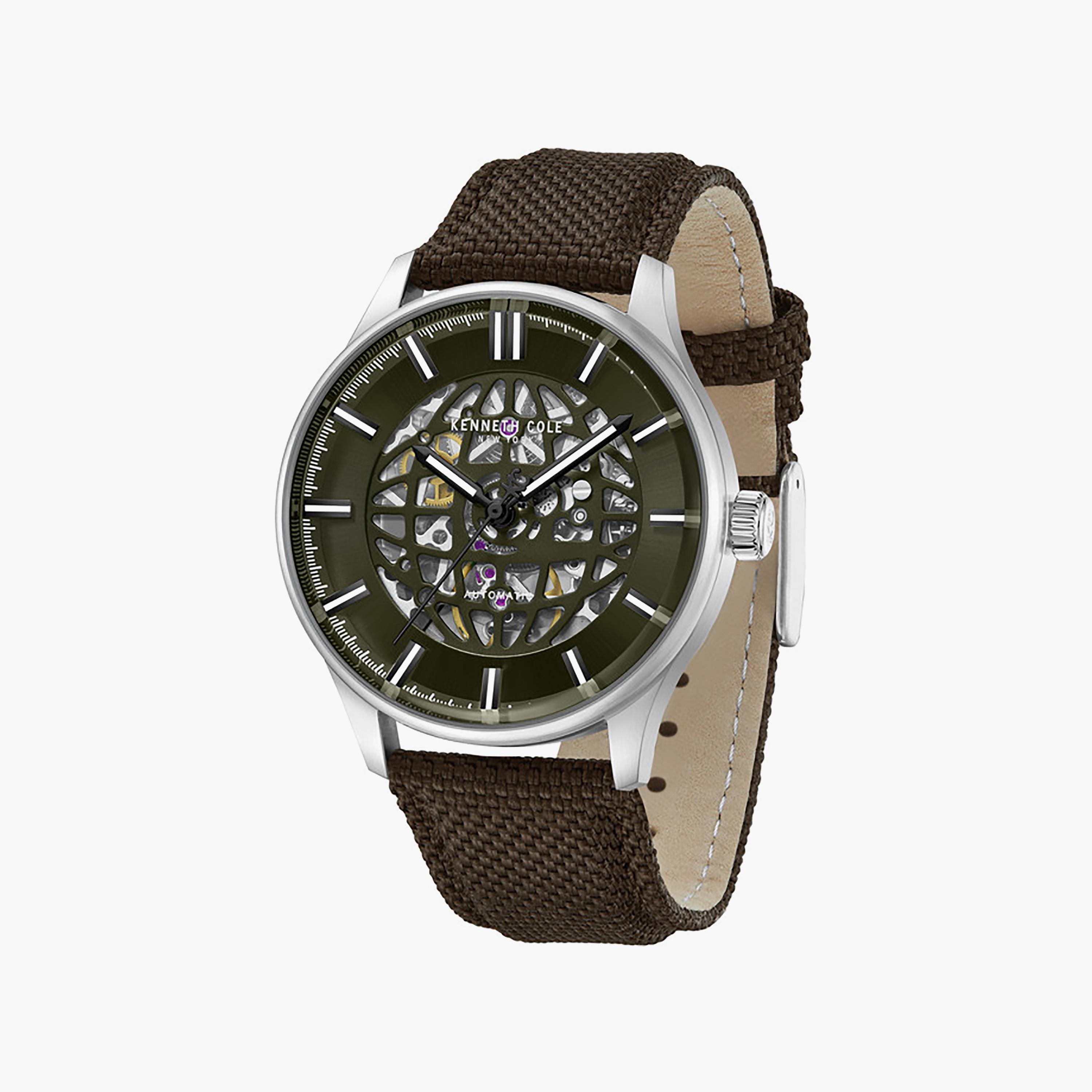 ساعة متعددة الوظائف للرجال، بمينا أخضر وسوار جلدي، مقاس 43.5 ملم-men-watchesandjewellery-watches-image-3
