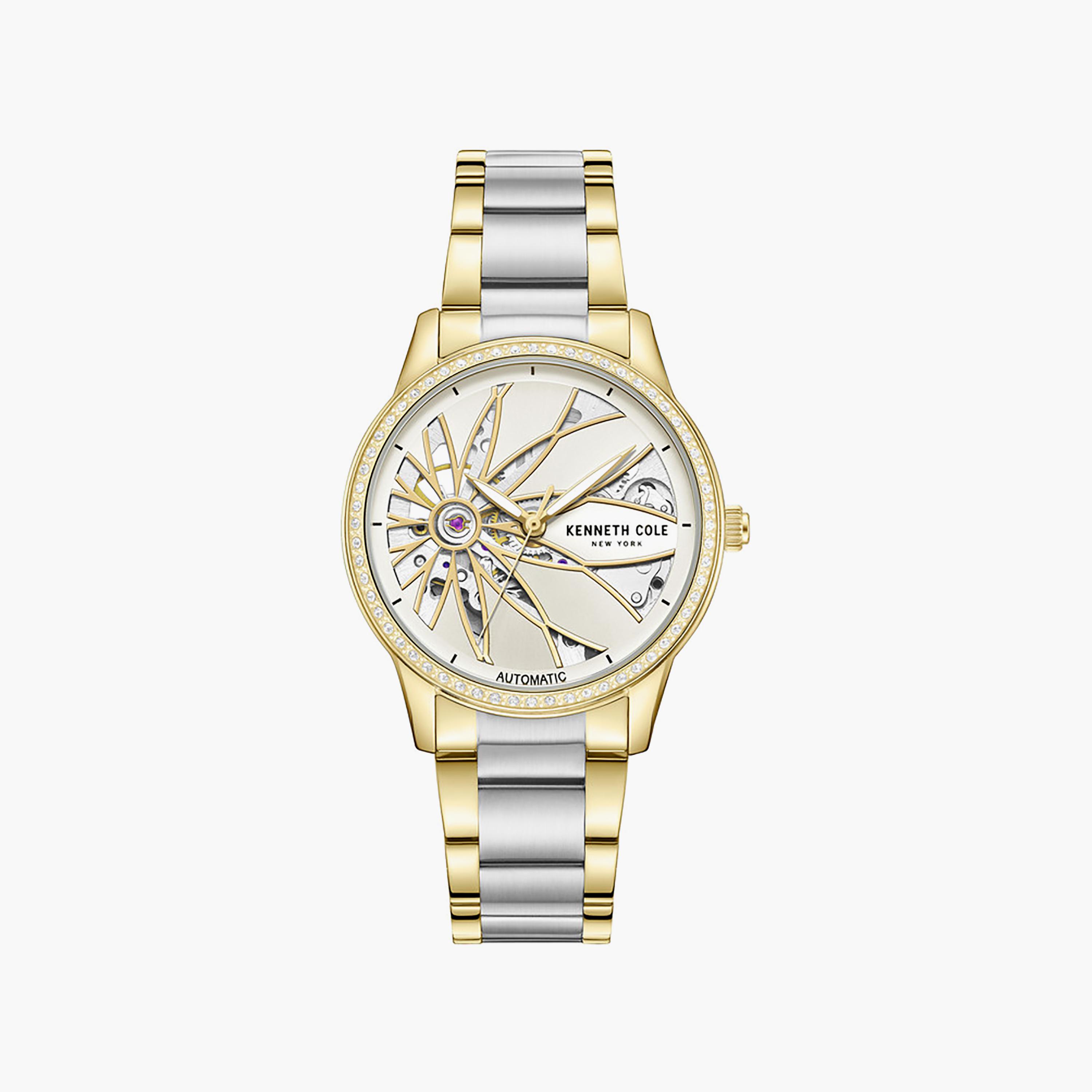 Light Champagne Dial Stainless Steel Bracelet Multifunction Watch for Women 36mm-women-watchesandjewellery-watches-image-1