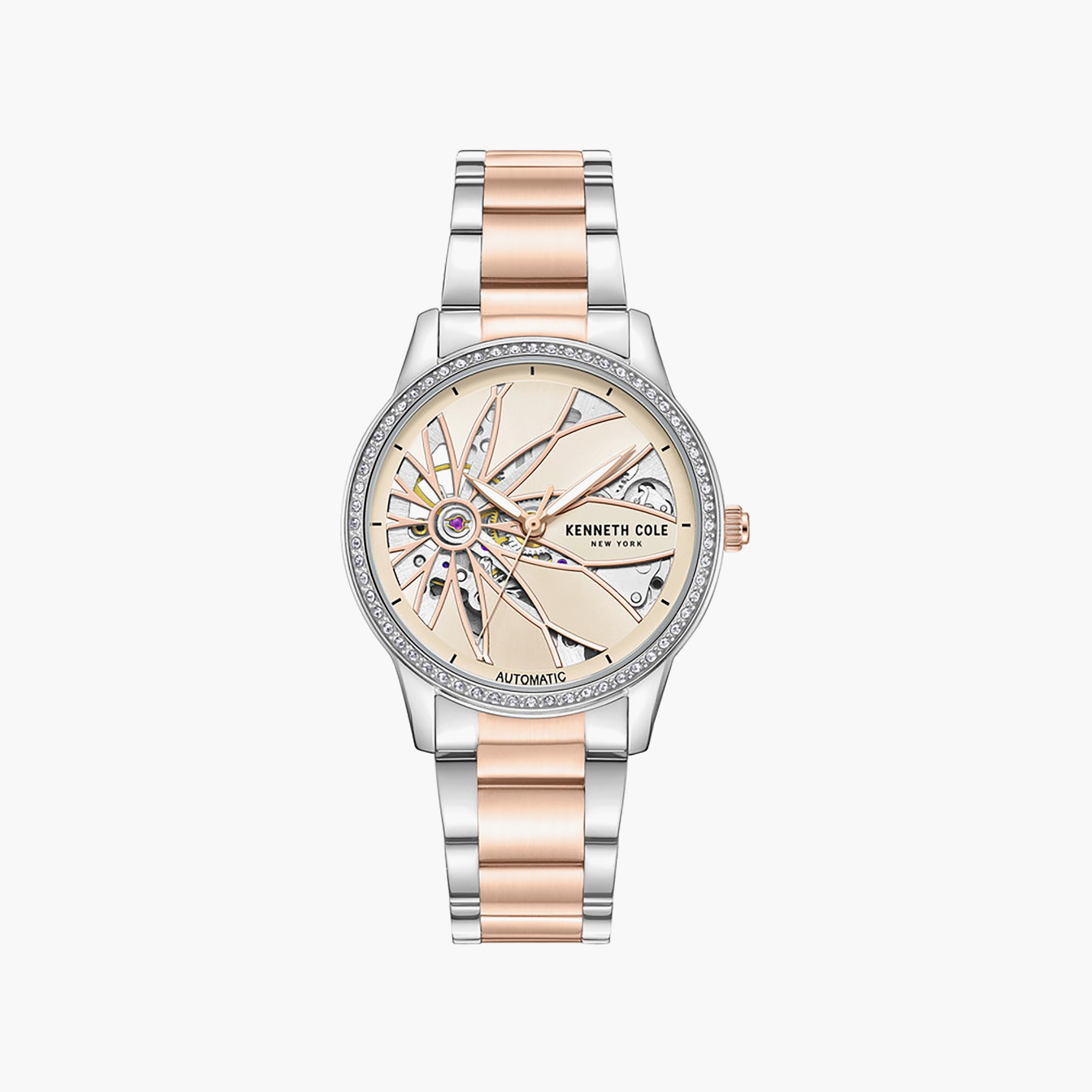 Rose Gold Dial Stainless Steel Bracelet Multifunction Watch for Women 36mm-women-watchesandjewellery-watches-image-1