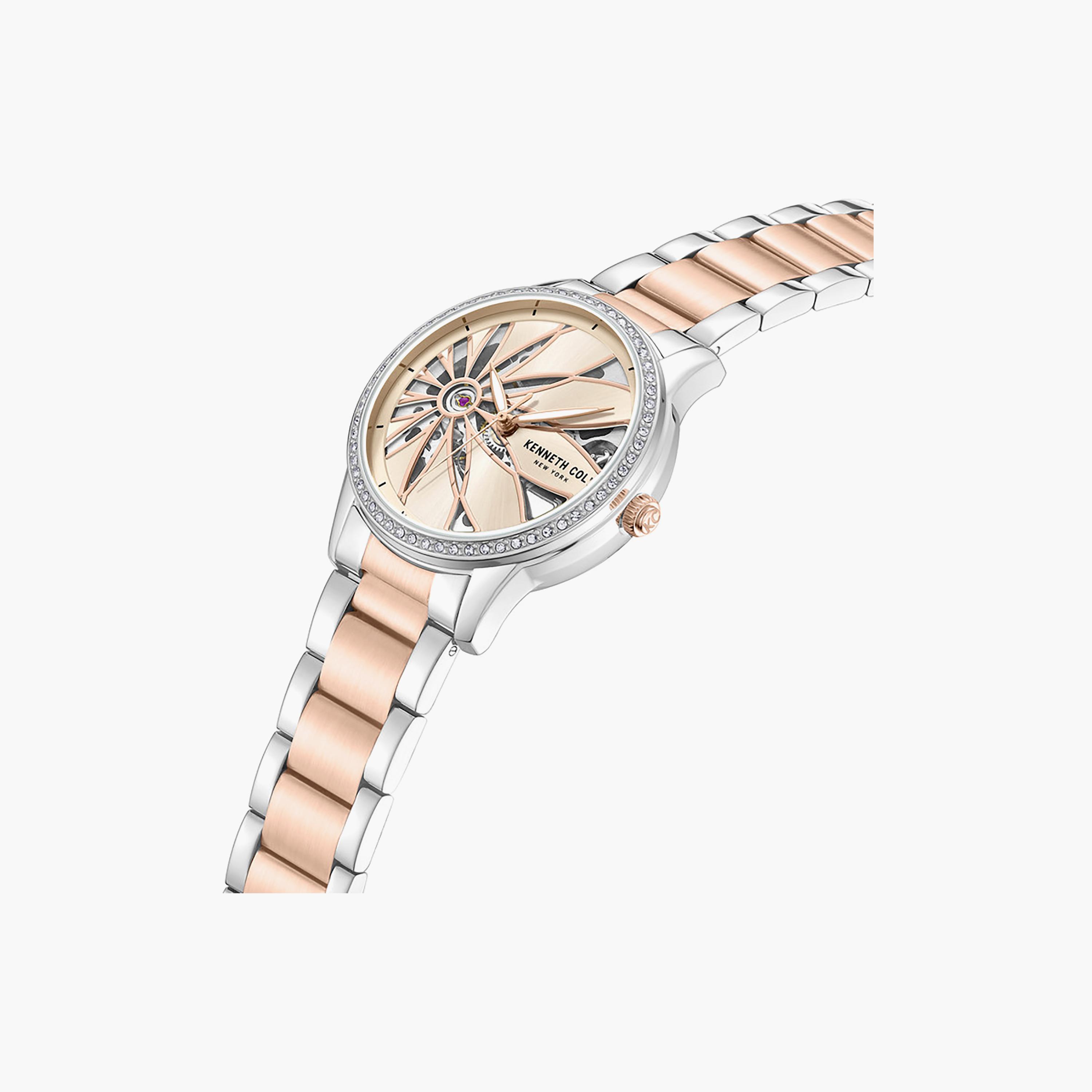 Rose Gold Dial Stainless Steel Bracelet Multifunction Watch for Women 36mm-women-watchesandjewellery-watches-image-2