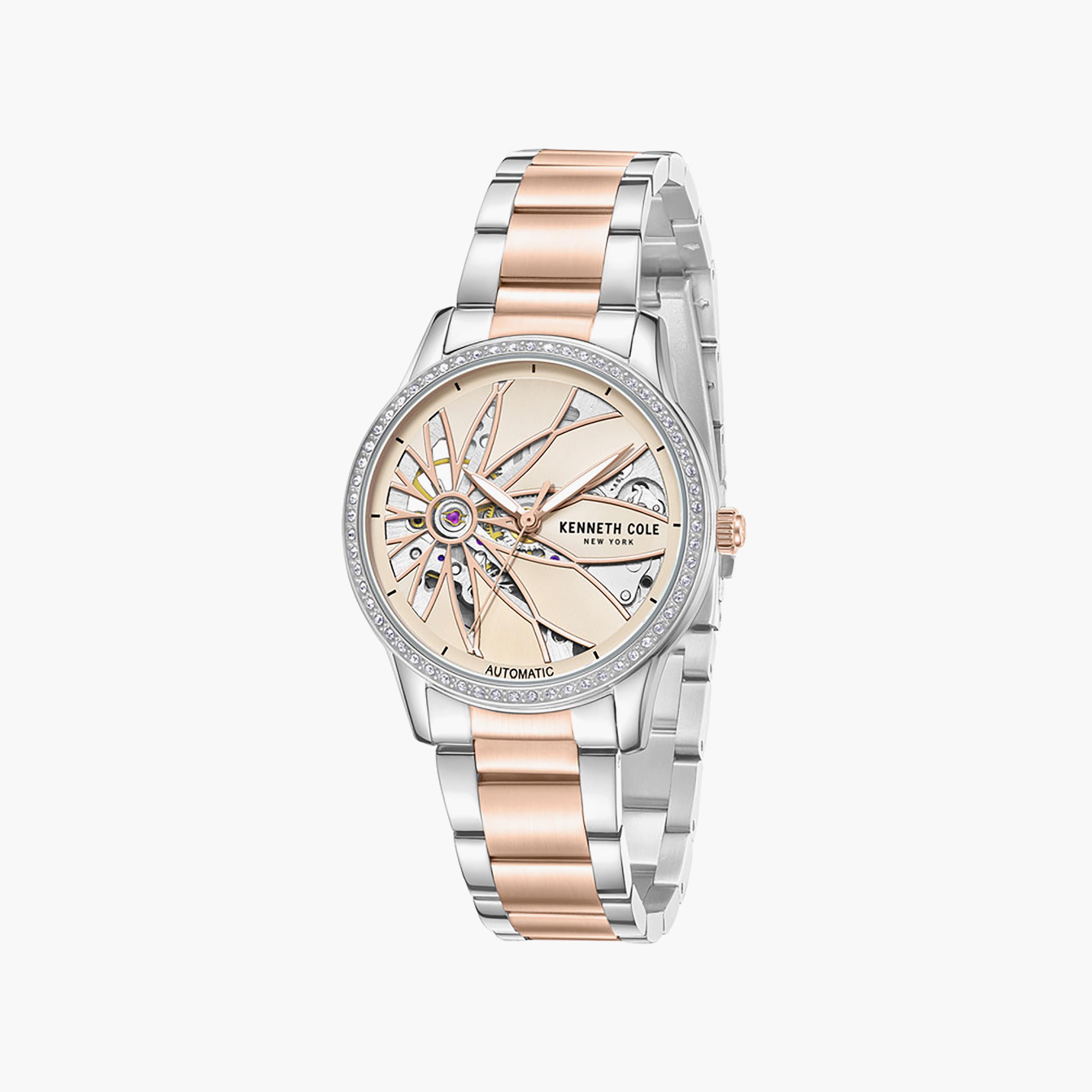 Rose Gold Dial Stainless Steel Bracelet Multifunction Watch for Women 36mm-women-watchesandjewellery-watches-image-3