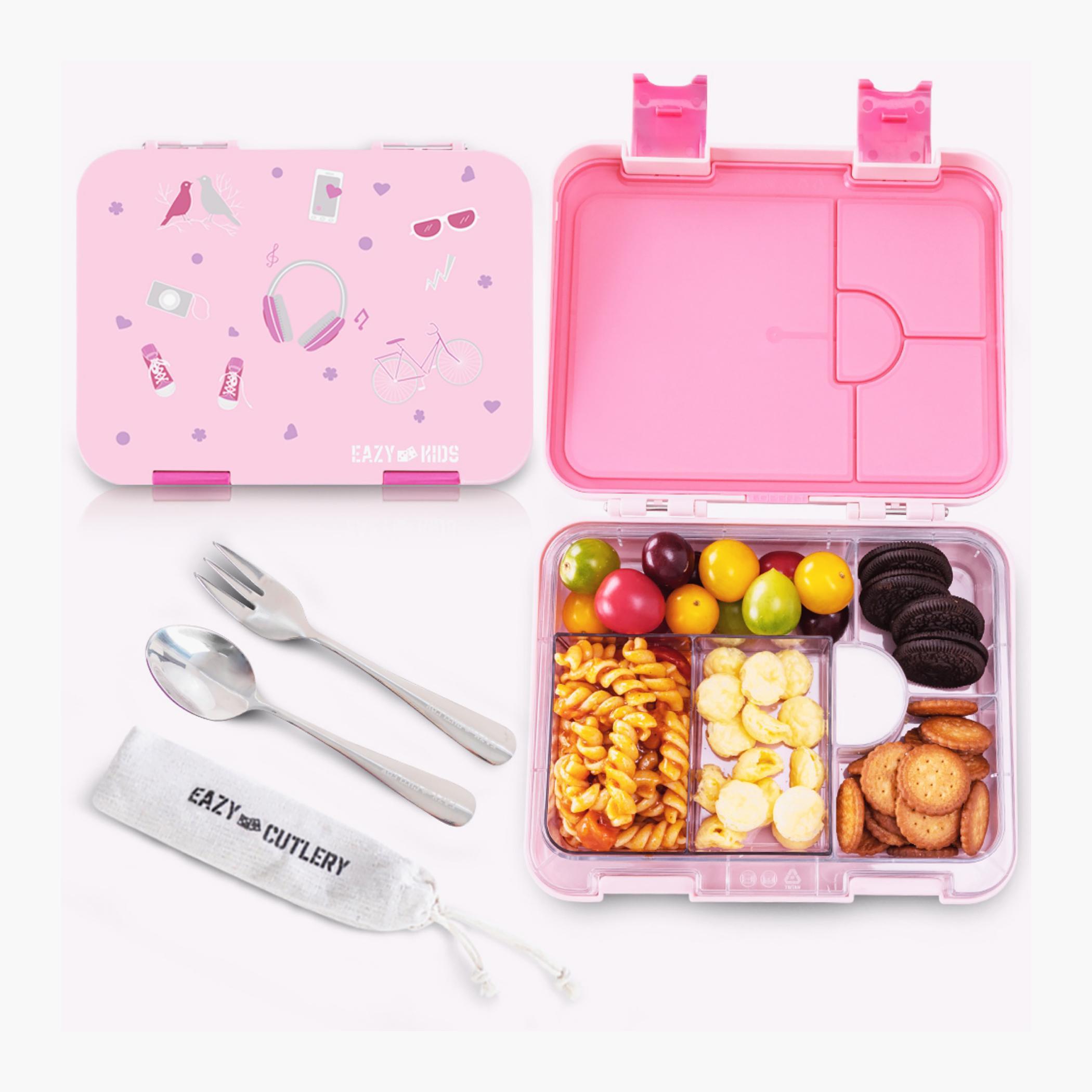 Eazy Kids Convertible Bento Lunch Box with Steel Cutlery Set