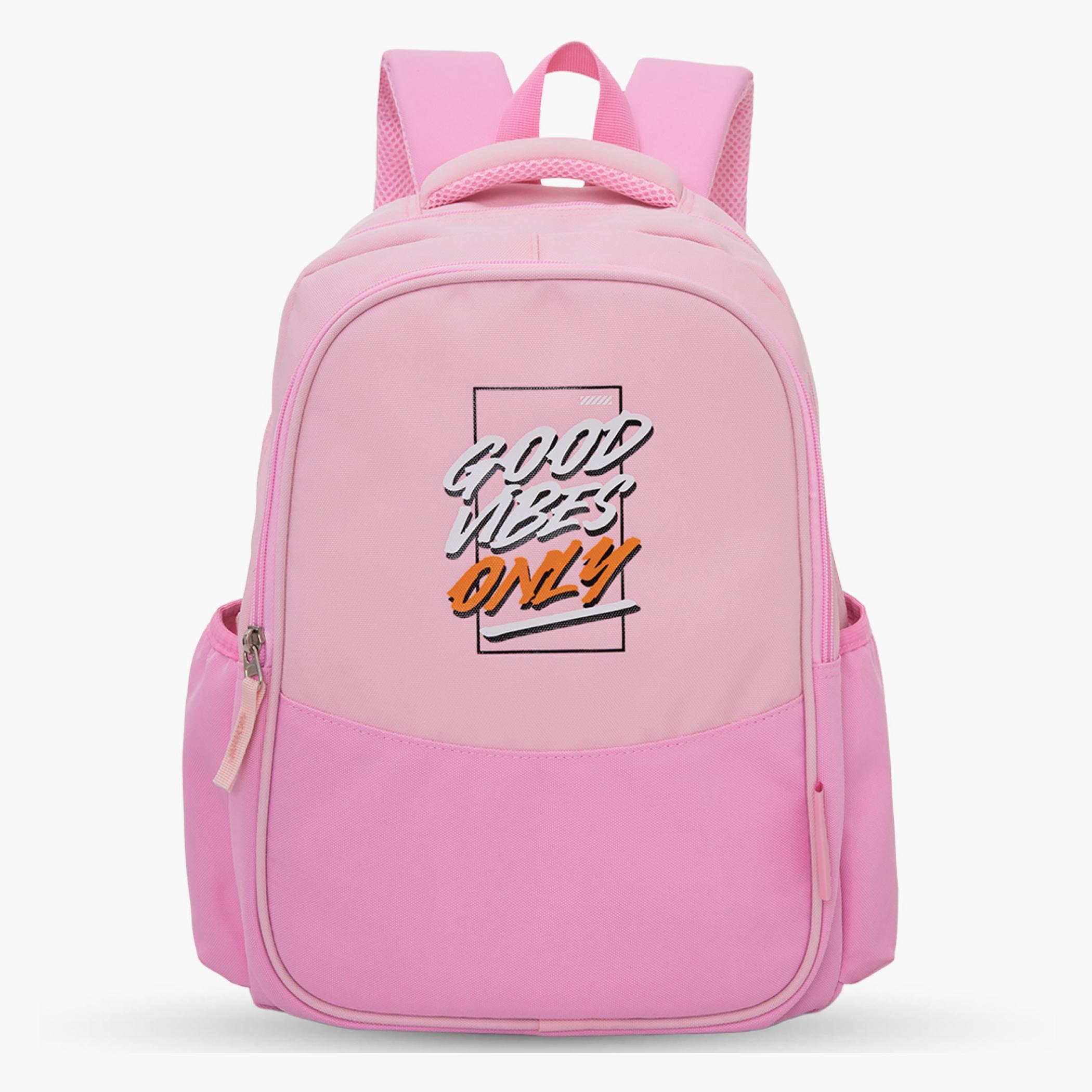 Eazy Kids Good Vibes Only Print 15.3-inch Lightweight School Backpack