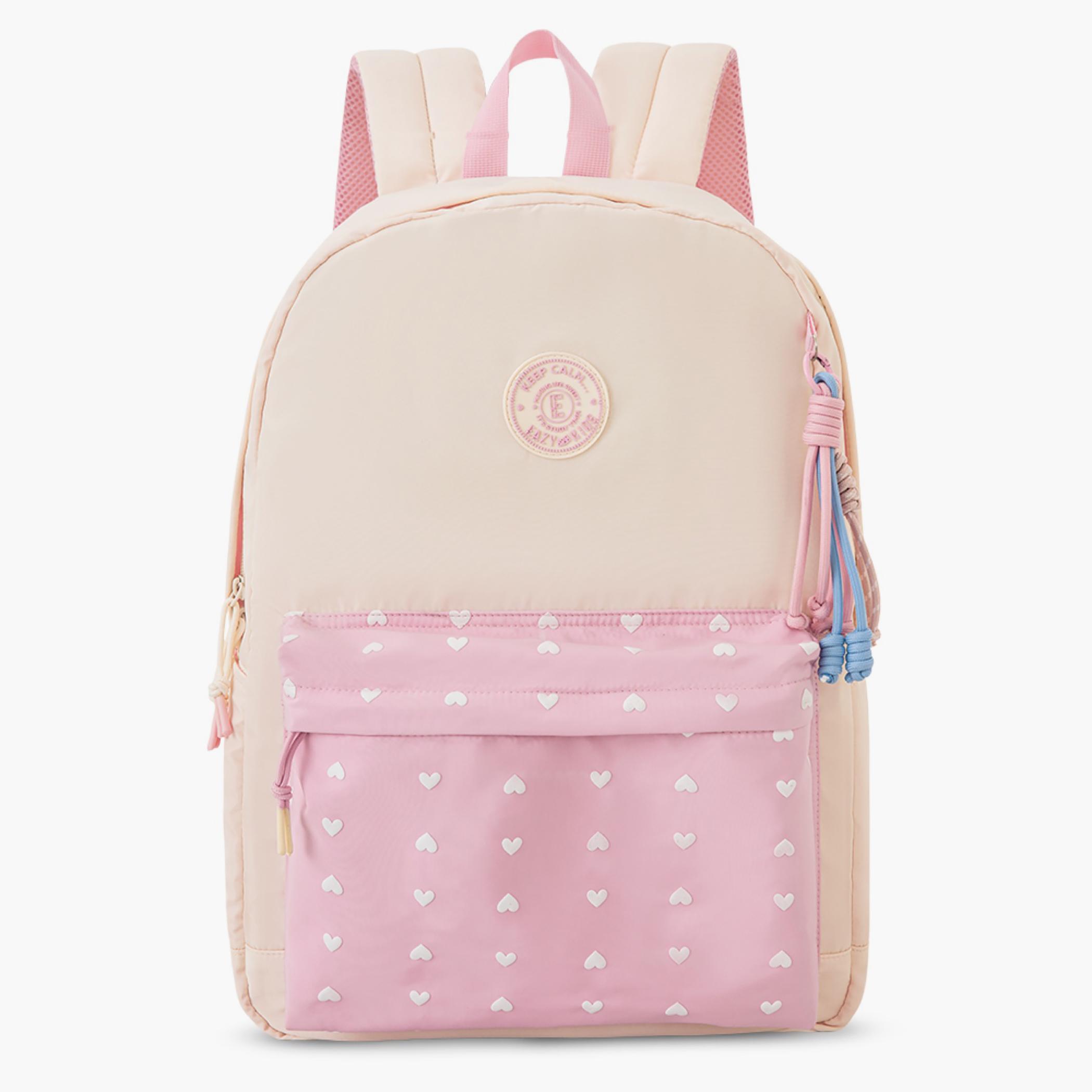 Eazy Kids Heart Print 16.5-inch School Backpack with Laptop Compartment