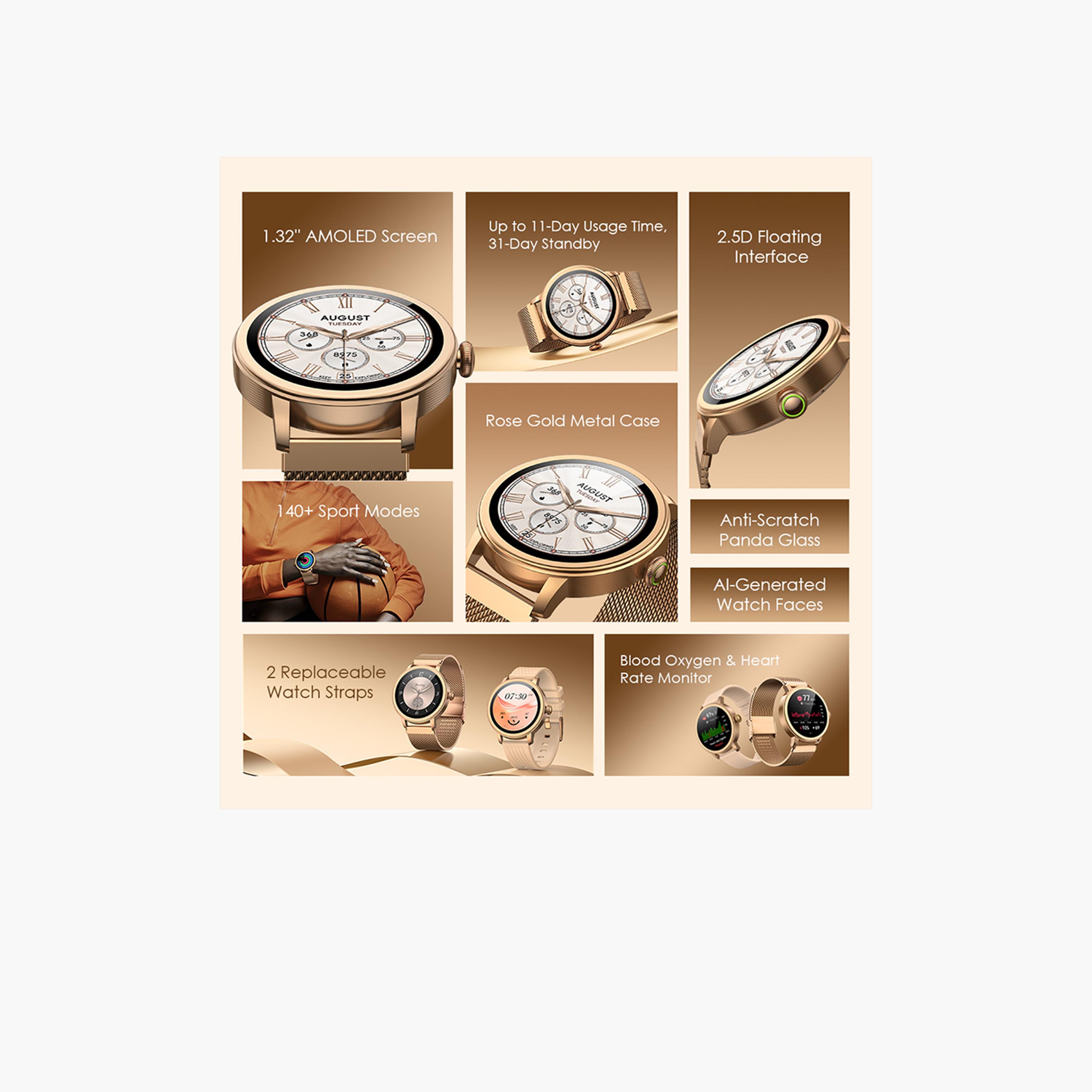Oraimo Watch Muse 1.32" AMOLED Vivid Colors Smart Watch - Gold-electronics-smartwatches-image-2