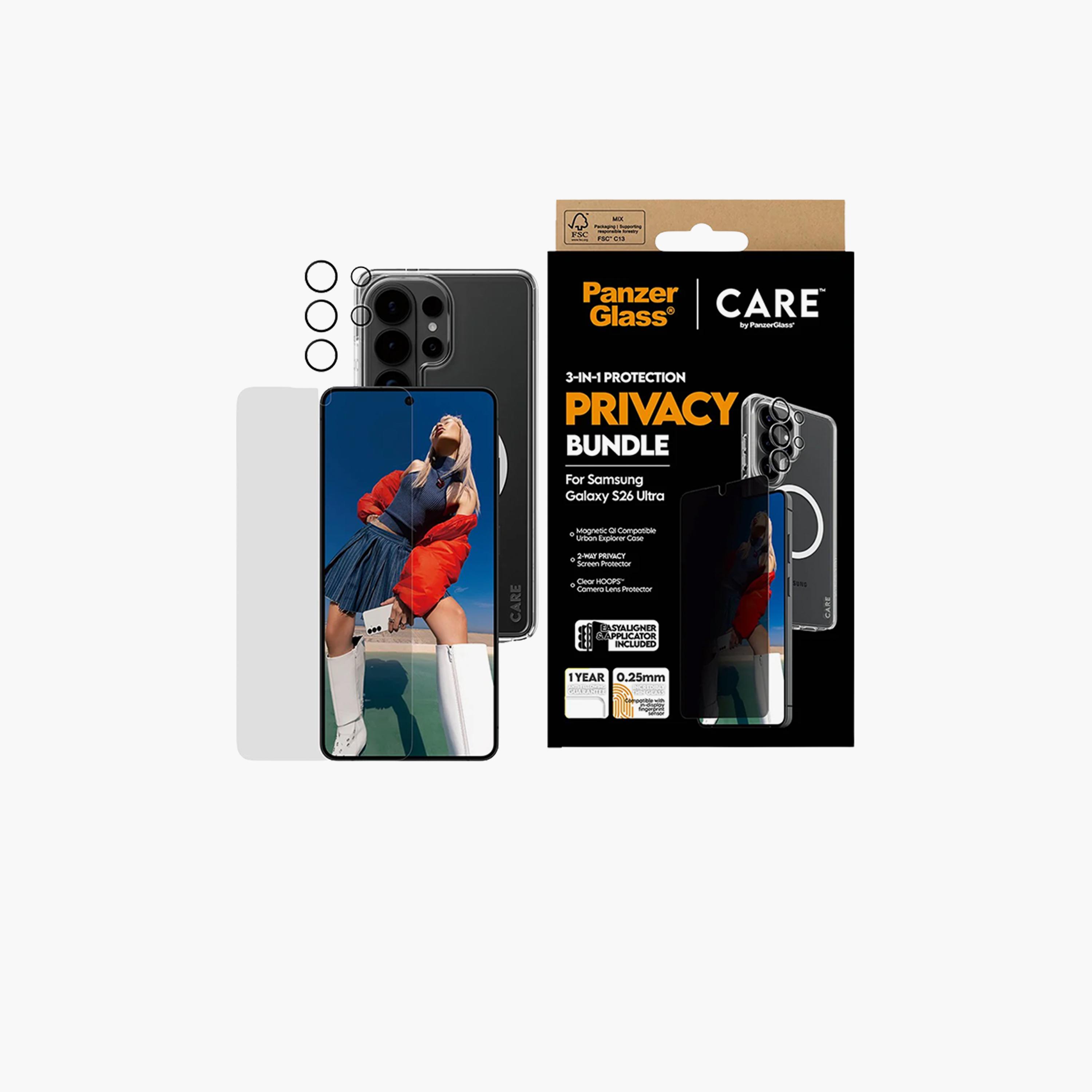 بانزر غلاس - مجموعة كير اكسبلورر 3 في 1 لحماية لهاتف سامسونج جالاكسي 26 ألترا - الخصوصية-electronics-accessories-mobileaccesories-image-1