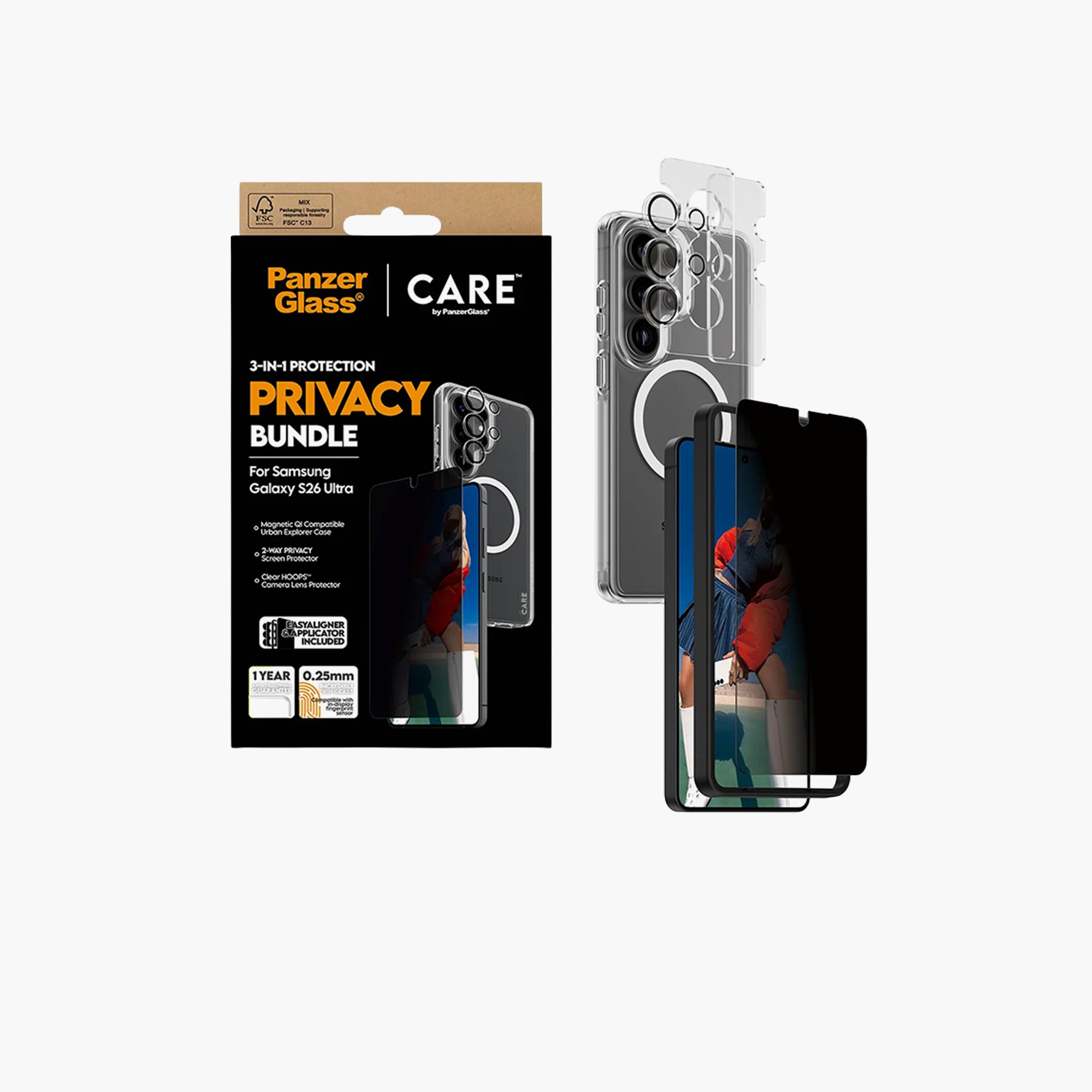 بانزر غلاس - مجموعة كير اكسبلورر 3 في 1 لحماية لهاتف سامسونج جالاكسي 26 ألترا - الخصوصية-electronics-accessories-mobileaccesories-image-2