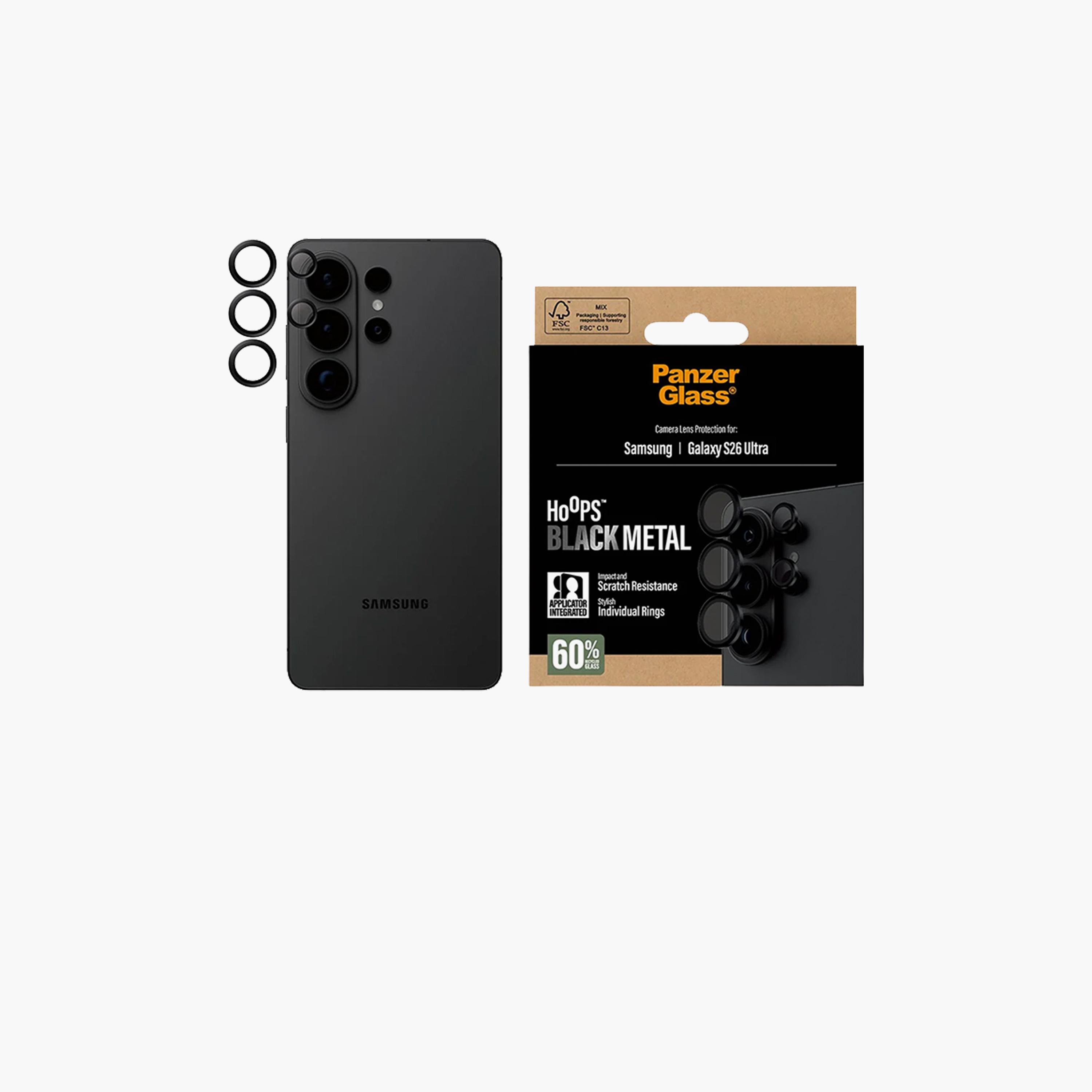 بانزر غلاس - واقي عدسة كاميرا هوبس بإطار أسود لهاتف سامسونج جالاكسي S26 ألترا - شفاف-electronics-accessories-mobileaccesories-image-1