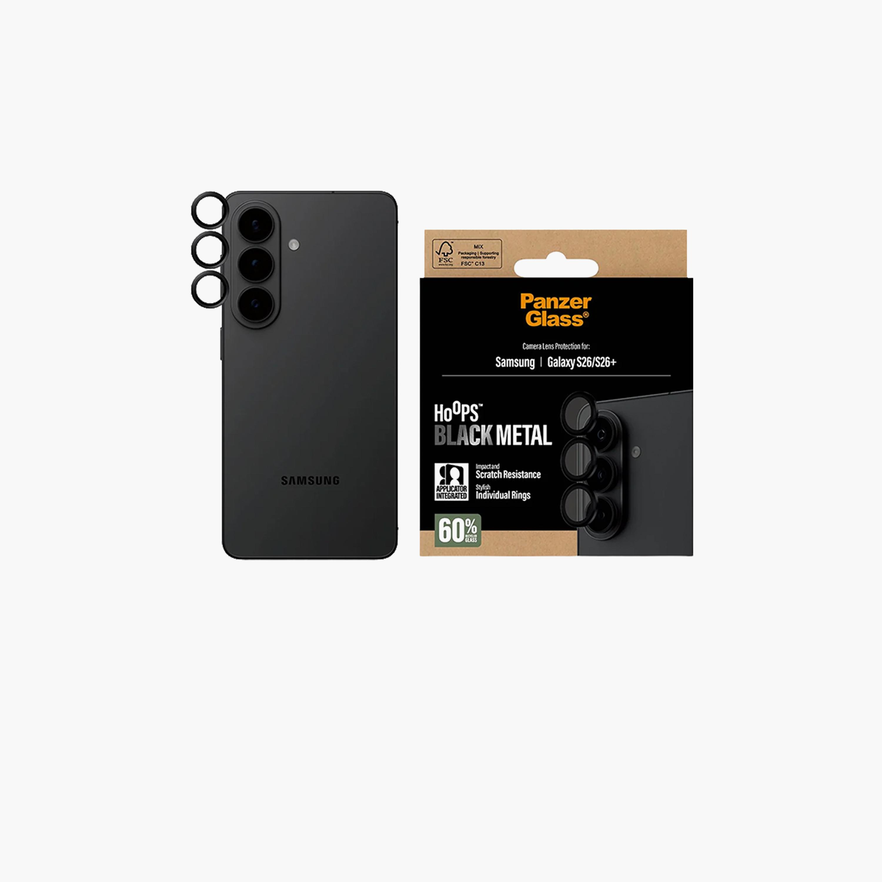 PanzerGlass Hoops Camera Lens Protector Black Frame Samsung Galaxy S26/S26 Plus - Clear-electronics-accessories-mobileaccesories-image-1