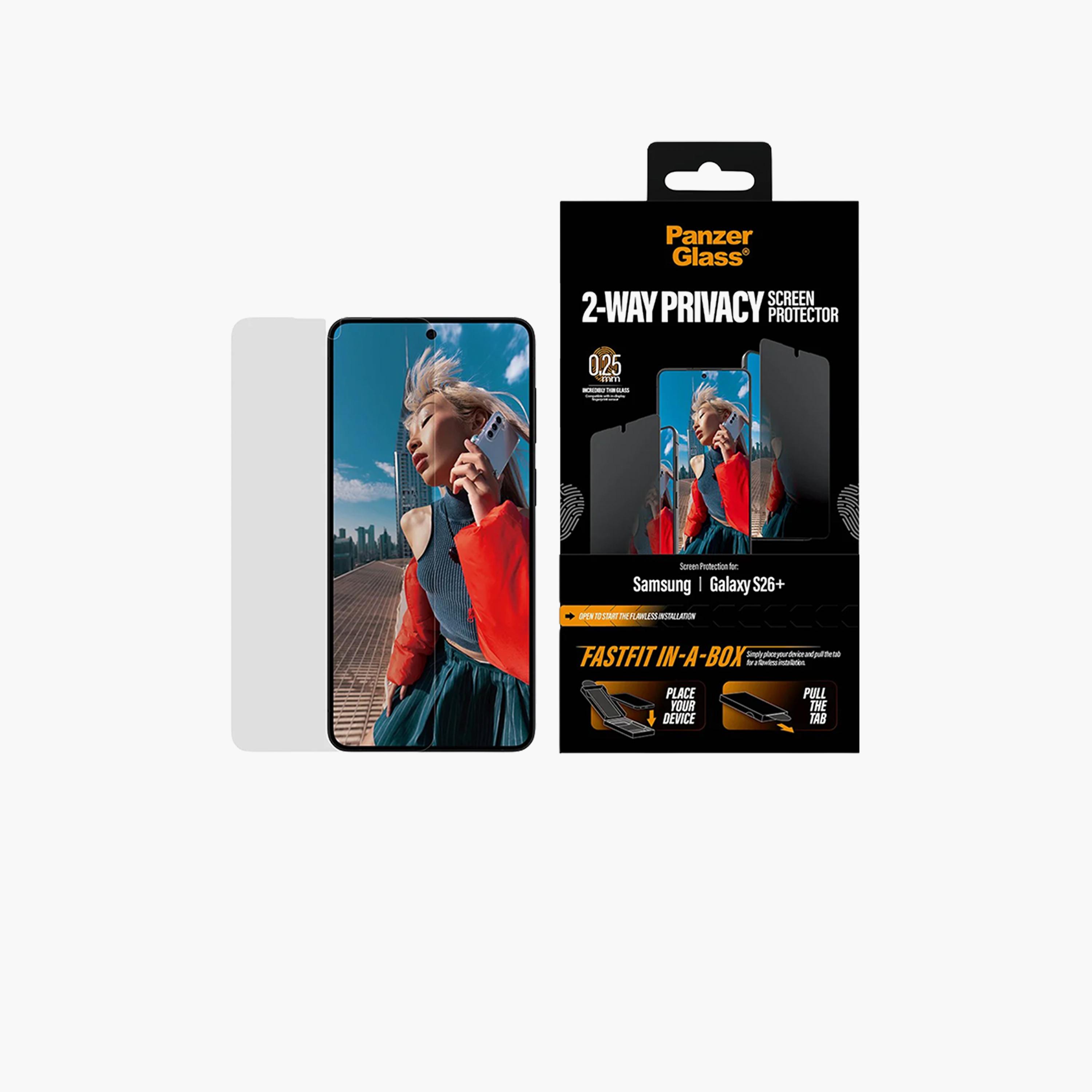 PanzerGlass Screen Protector 2-Way Privacy FastFit In-A-Box Samsung Galaxy S26 Plus - Privacy-electronics-accessories-mobileaccesories-image-1