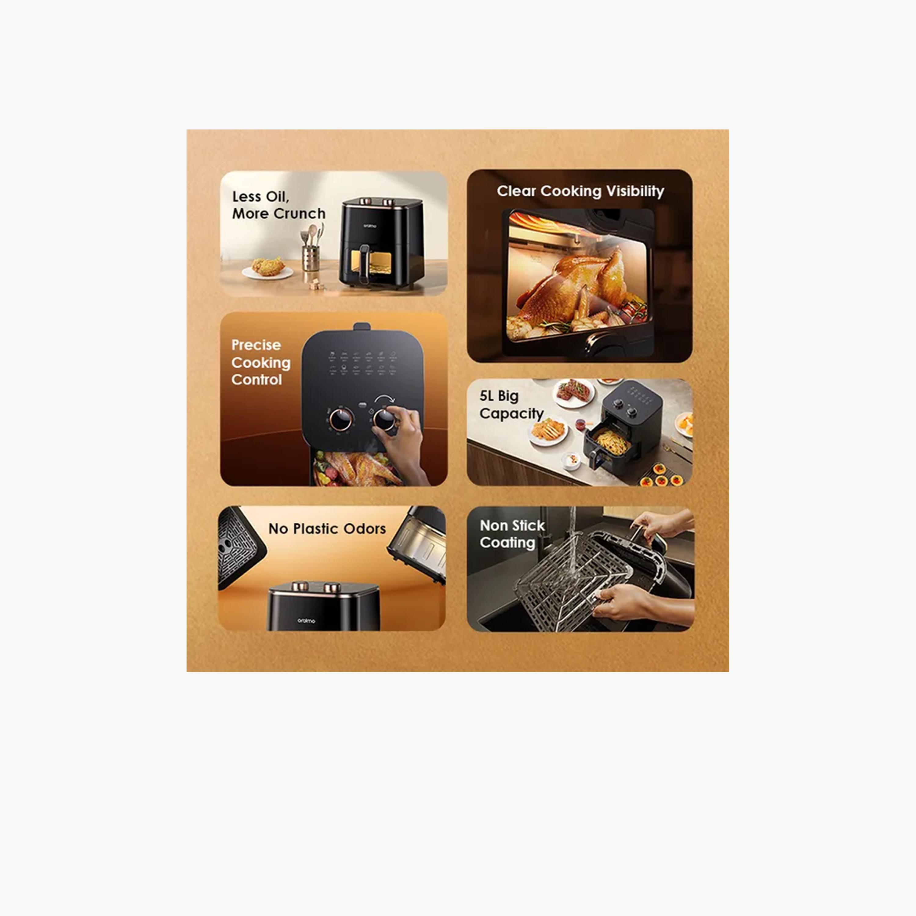 أورايمو - مقلاة هوائية ذكية 1500 واط، سعة 5 لتر - أسود-household-appliances-homeappliances-airpurifiers-image-4