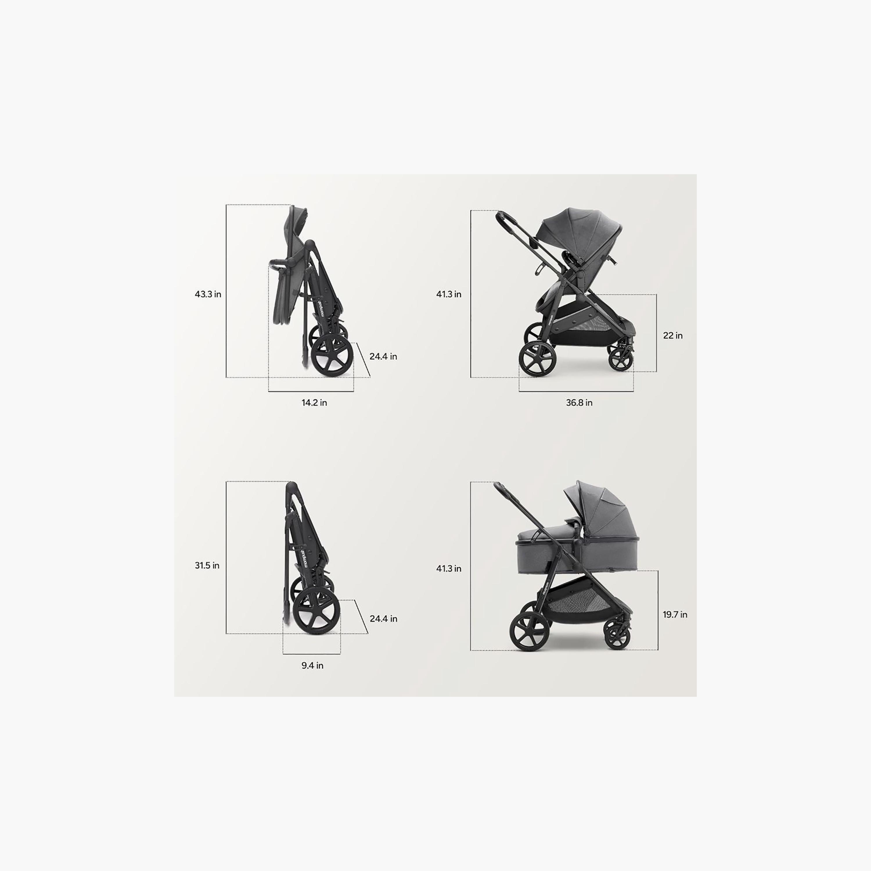 Mompush 2-In-1 Wiz Convertible Stroller with Extendable Canopy & Bassinet Mode-baby-gear-strollersandprams-strollers-image-2
