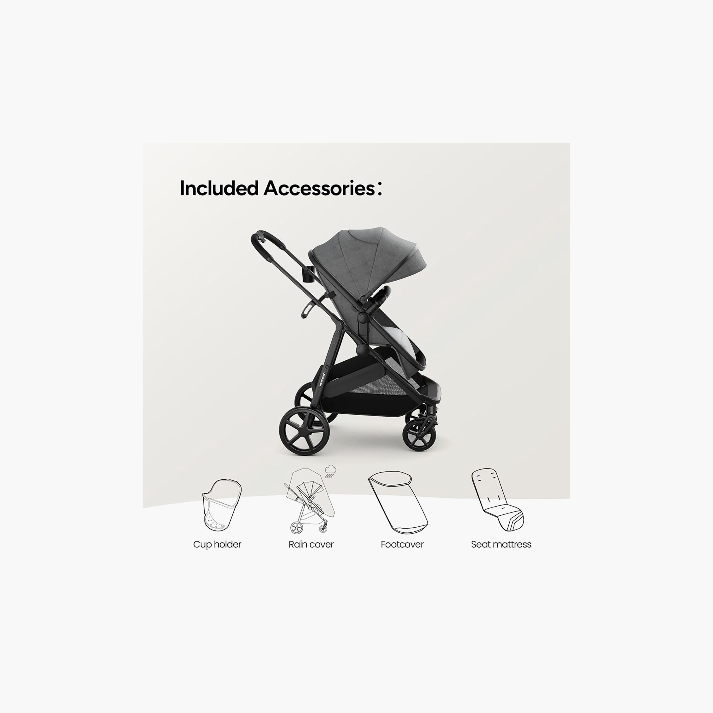 Mompush 2-In-1 Wiz Convertible Stroller with Extendable Canopy & Bassinet Mode-baby-gear-strollersandprams-strollers-image-3