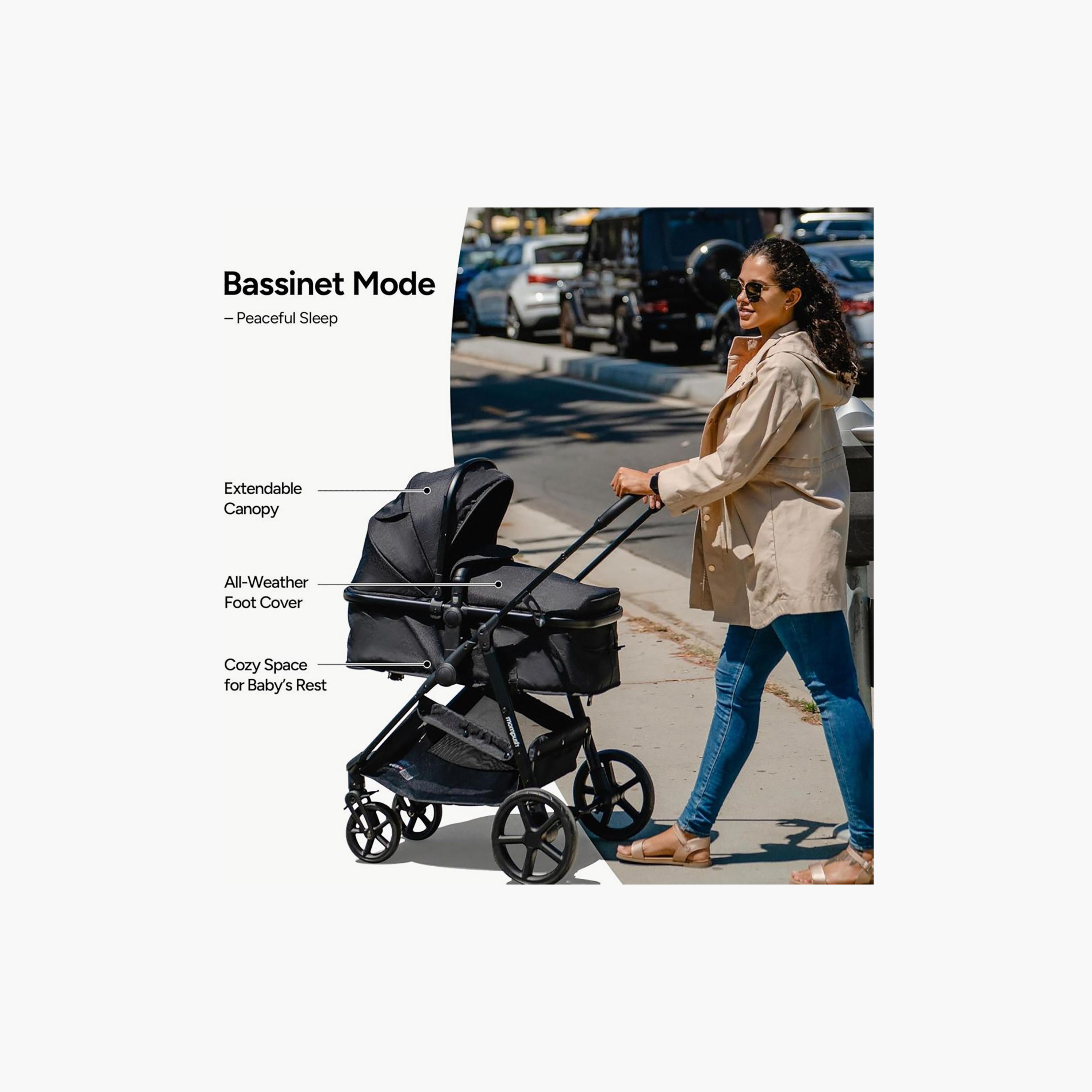 Mompush 2-In-1 Wiz Convertible Stroller with Extendable Canopy & Bassinet Mode-baby-gear-strollersandprams-strollers-image-12