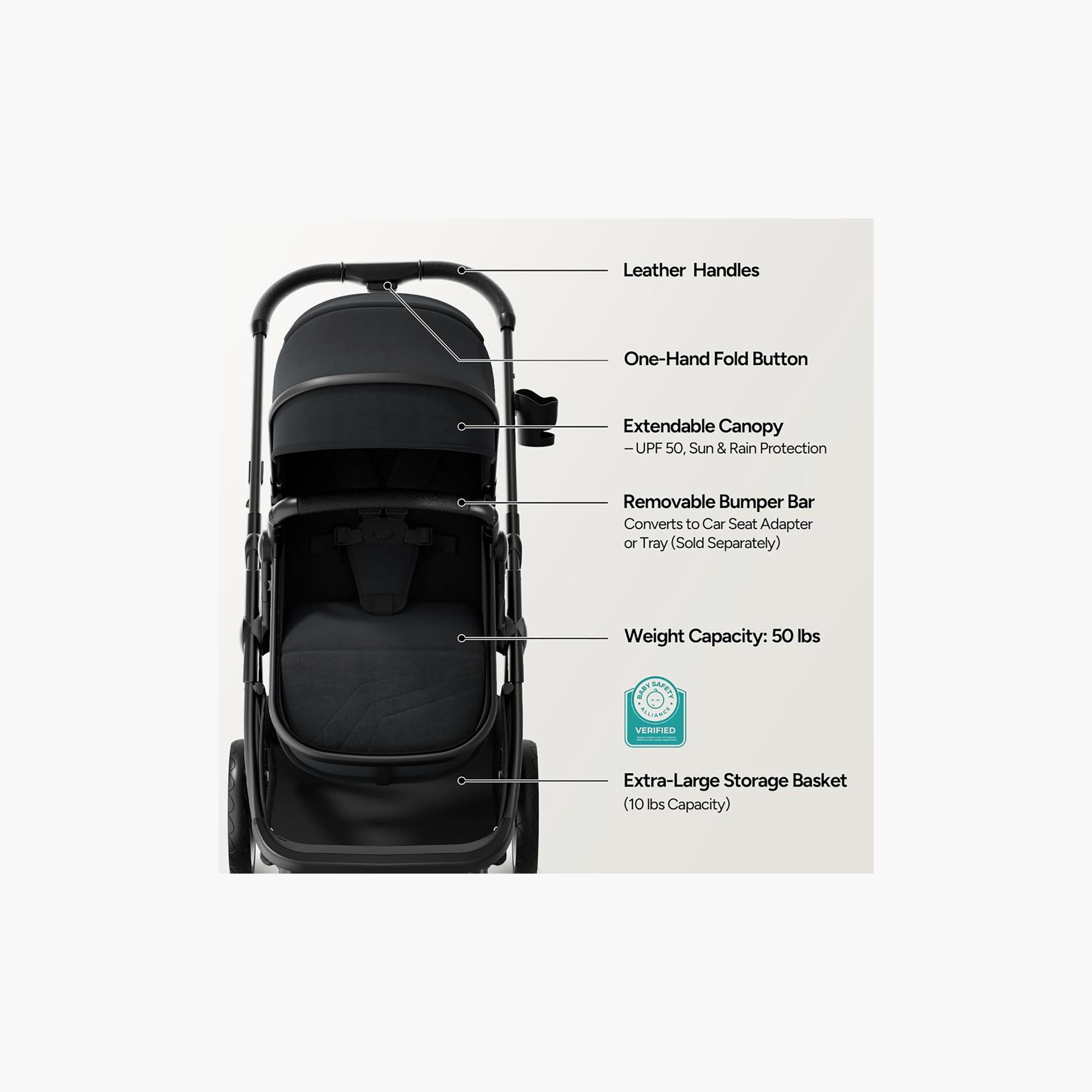 Mompush 2-In-1 Wiz Convertible Stroller with Extendable Canopy & Bassinet Mode-baby-gear-strollersandprams-strollers-image-13