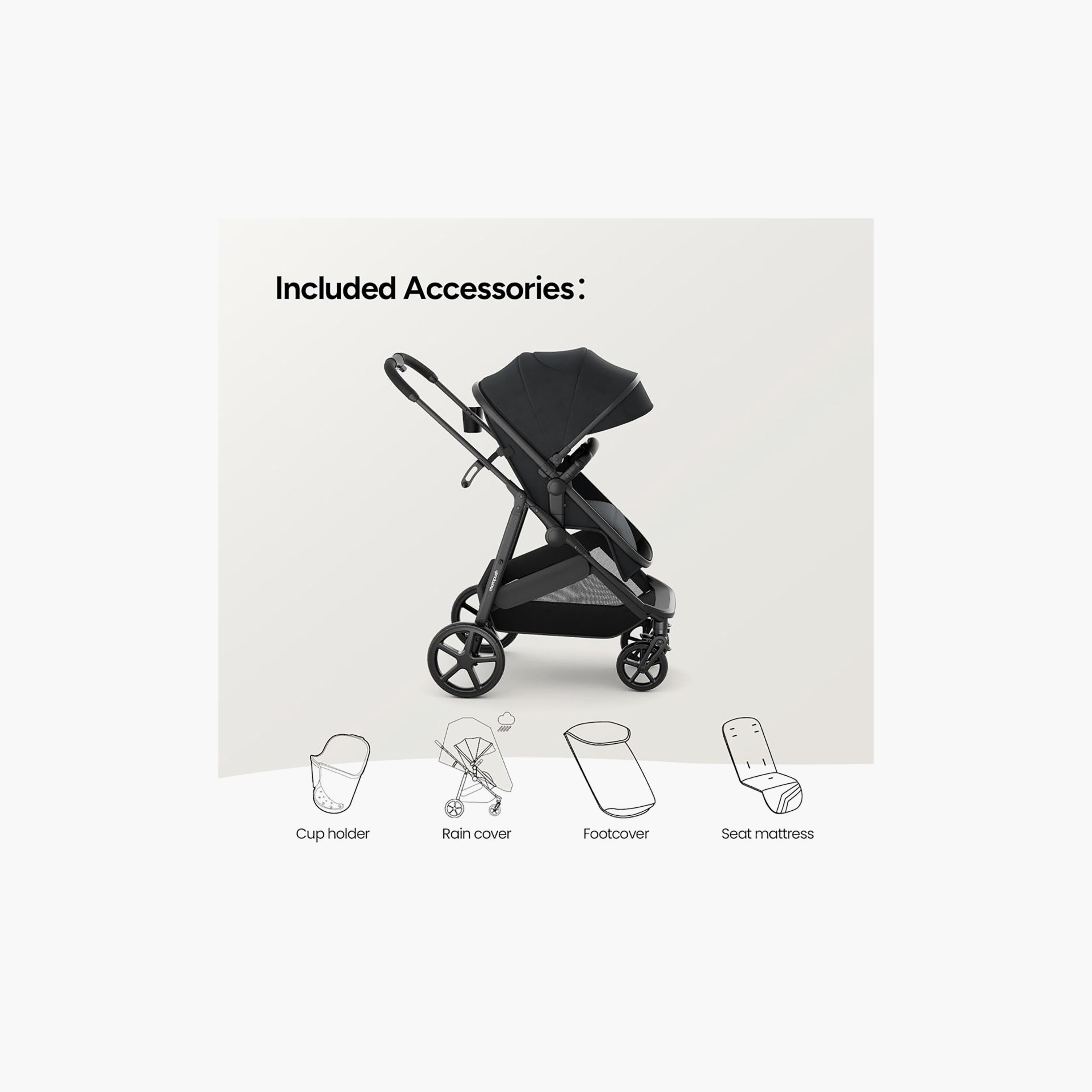 Mompush 2-In-1 Wiz Convertible Stroller with Extendable Canopy & Bassinet Mode-baby-gear-strollersandprams-strollers-image-3