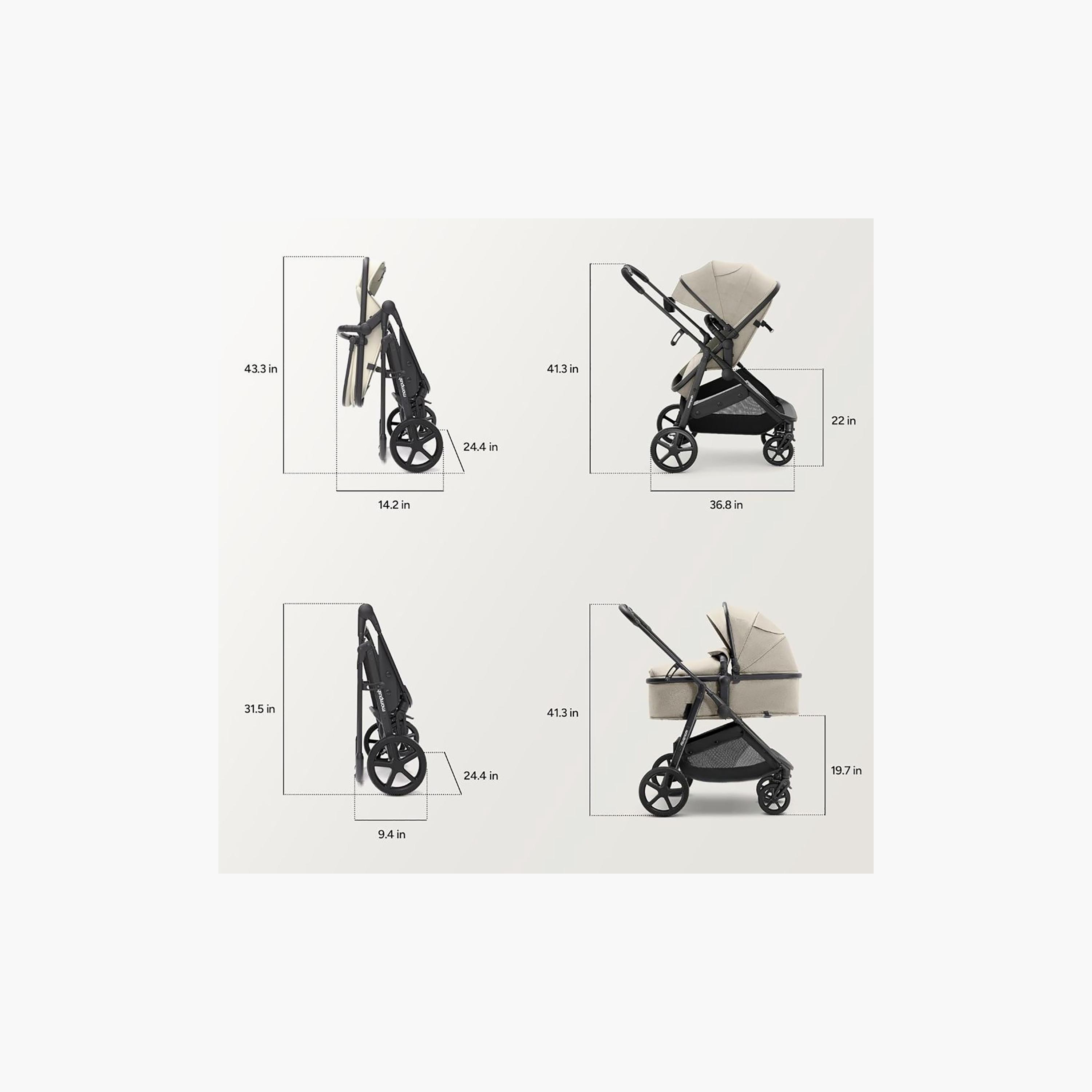 Mompush 2-In-1 Wiz Convertible Stroller with Extendable Canopy & Bassinet Mode-baby-gear-strollersandprams-strollers-image-2