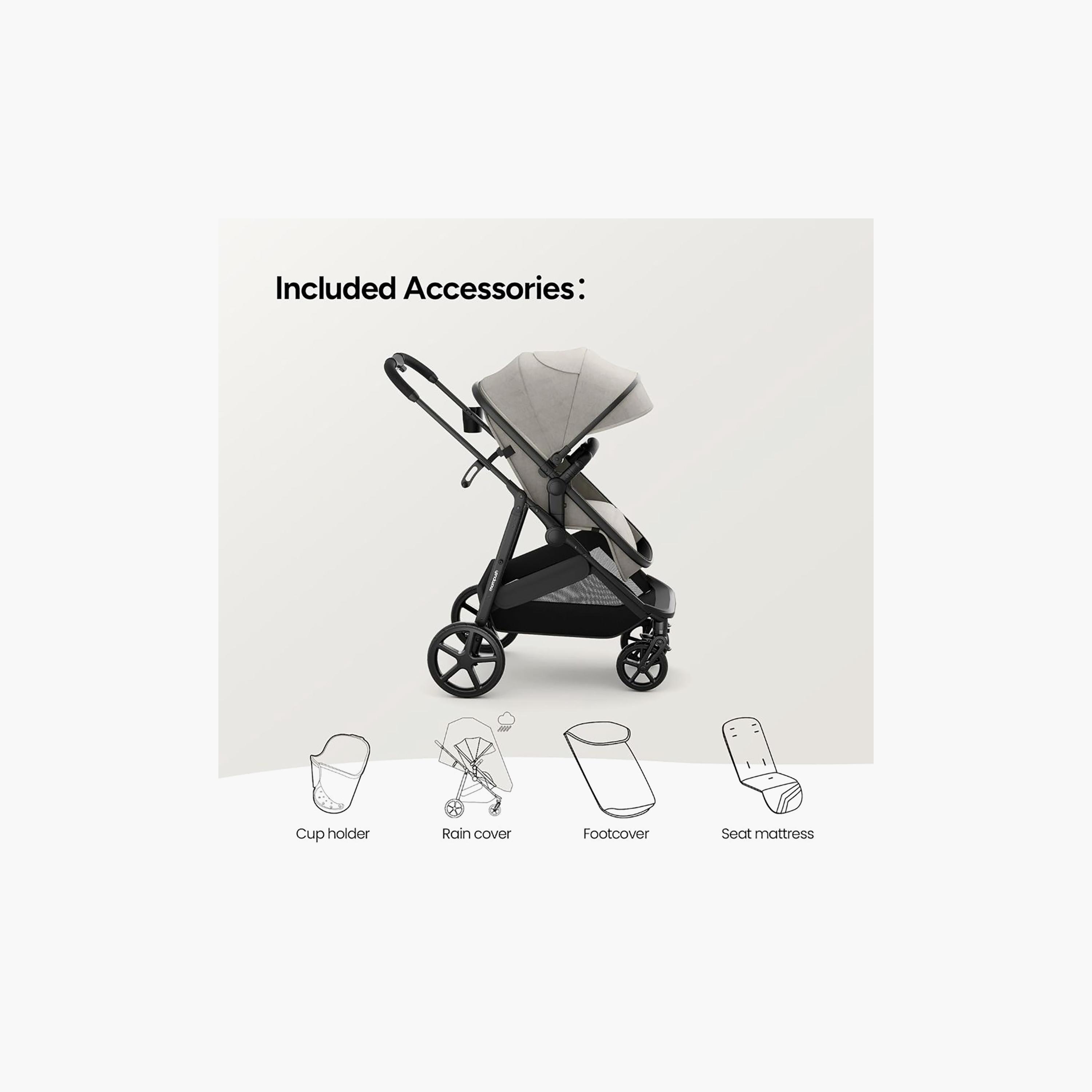 Mompush 2-In-1 Wiz Convertible Stroller with Extendable Canopy & Bassinet Mode-baby-gear-strollersandprams-strollers-image-3
