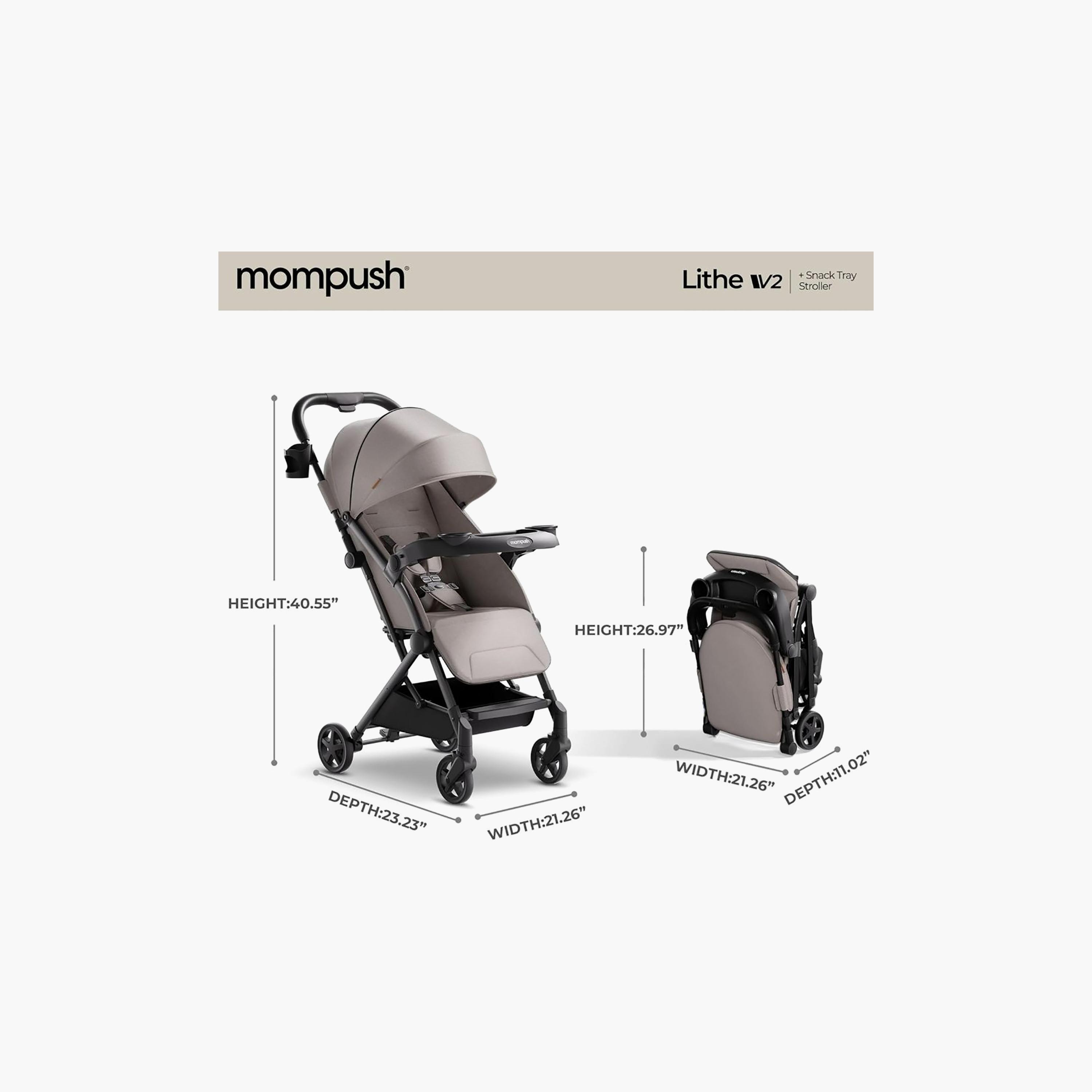 Mompush Lithe V2 Lightweight Travel Stroller with Detachable Snack Tray-baby-gear-strollersandprams-strollers-image-2