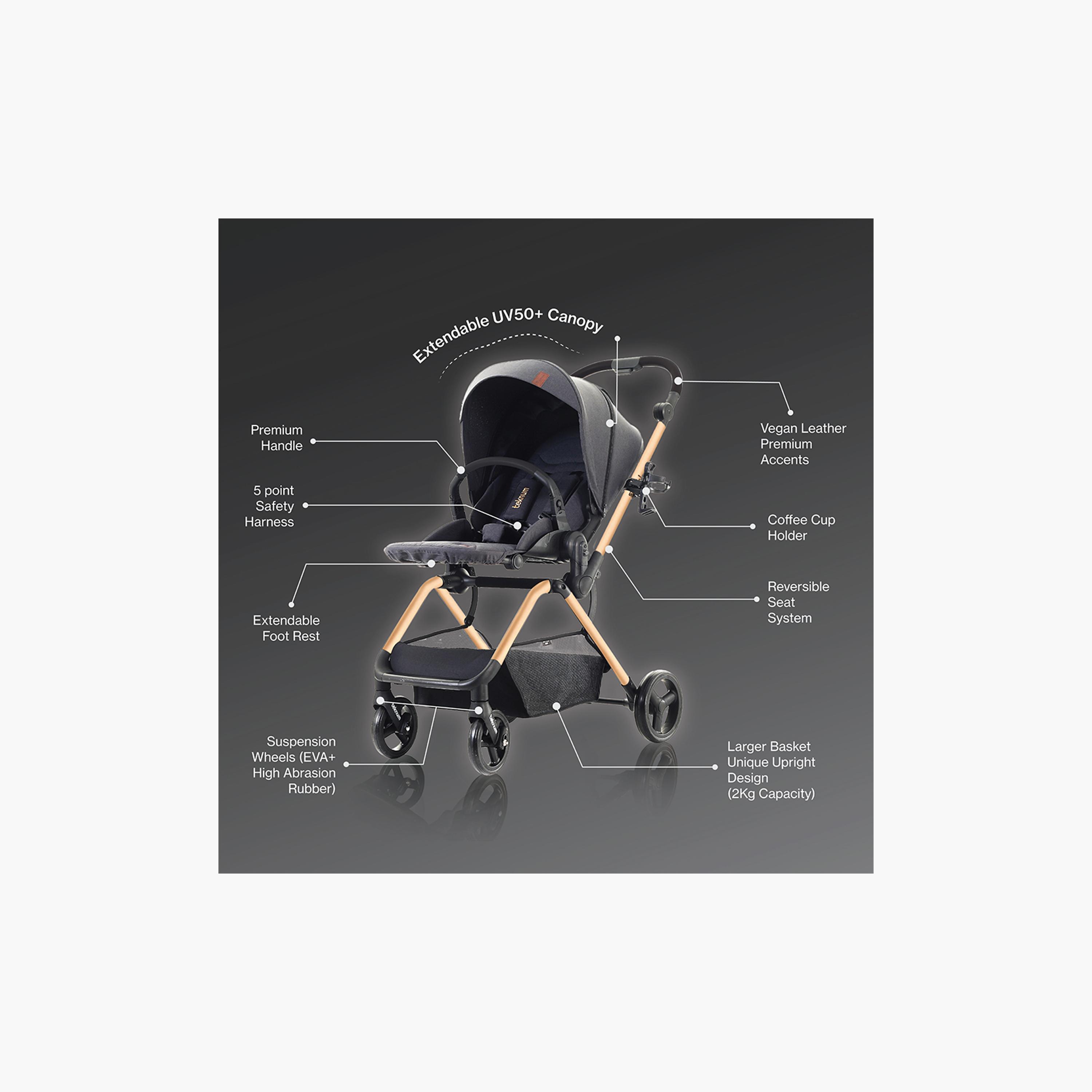 Teknum Stroll 1 Reversible Travel Stroller with 5 Point Safety Harness & Canopy-baby-gear-strollersandprams-strollers-image-9